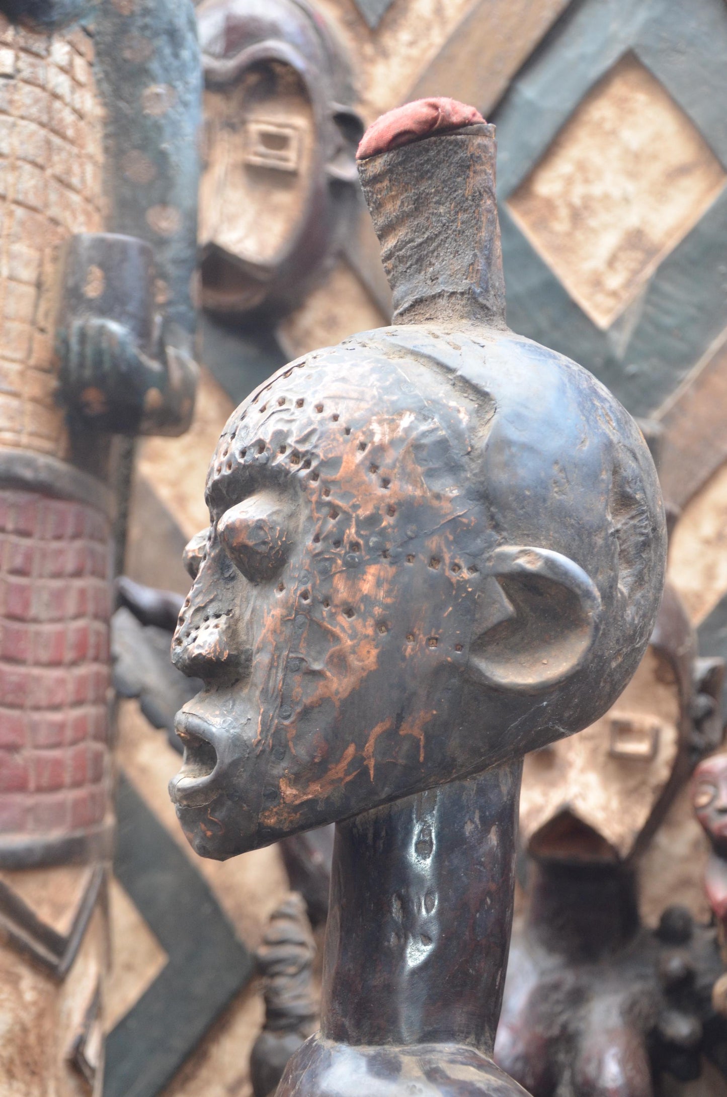 African Songye Male Statue – Hand-Carved Wood Nkisi Power Figure Art