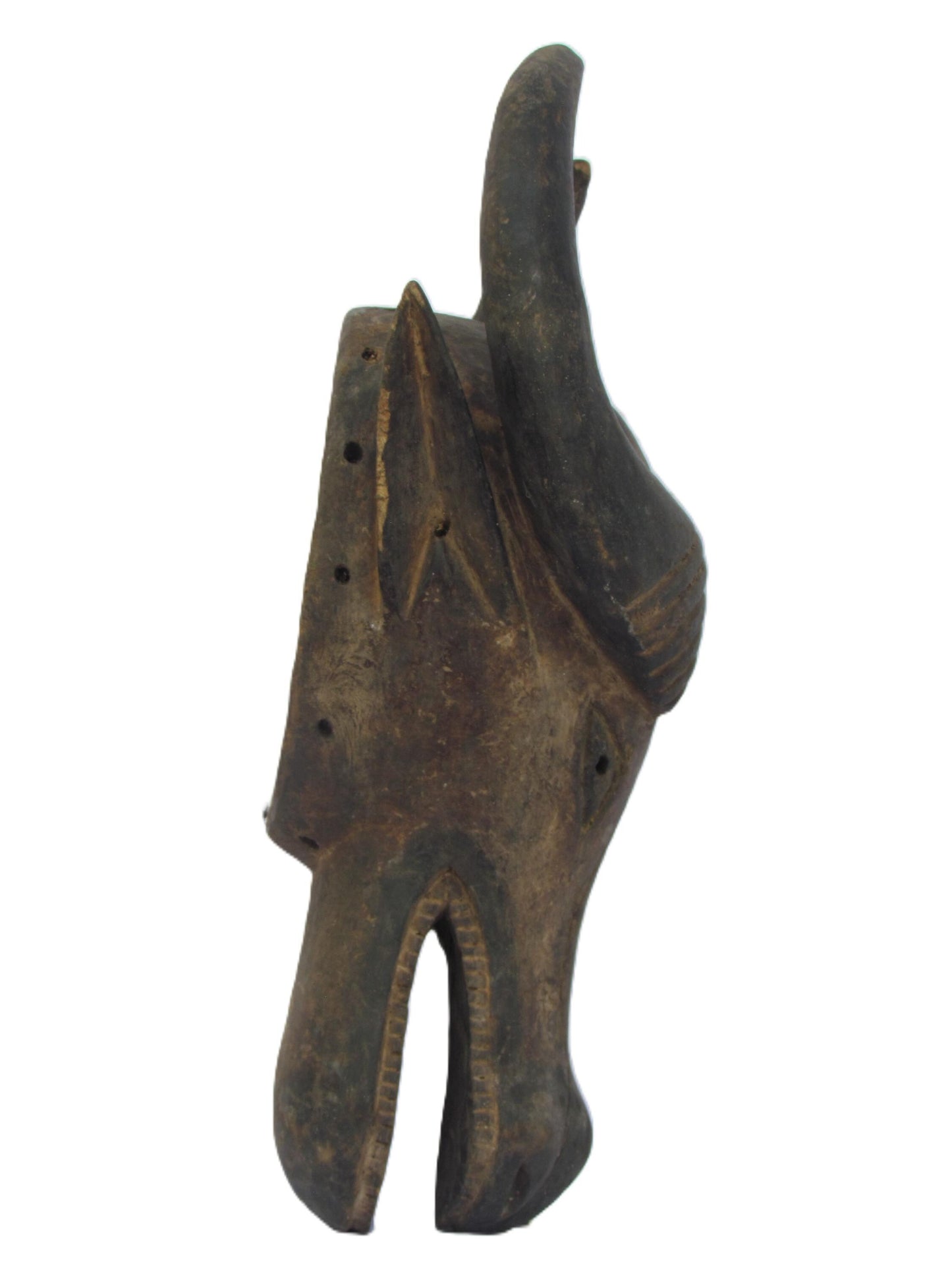 African Luba Buffalo Mask – Vintage Wood Zoomorphic Tribal Art Congo