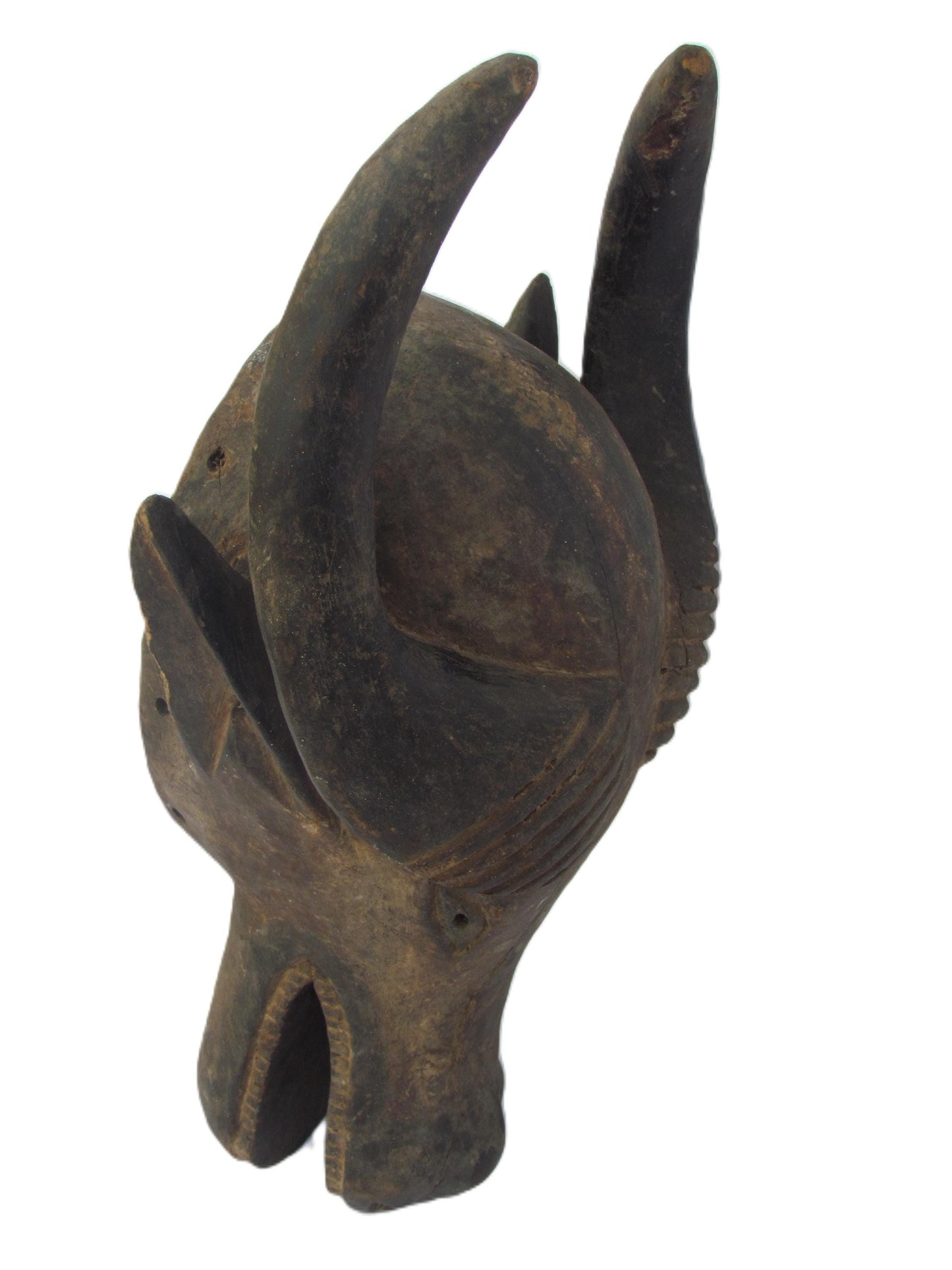 African Luba Buffalo Mask – Vintage Wood Zoomorphic Tribal Art Congo