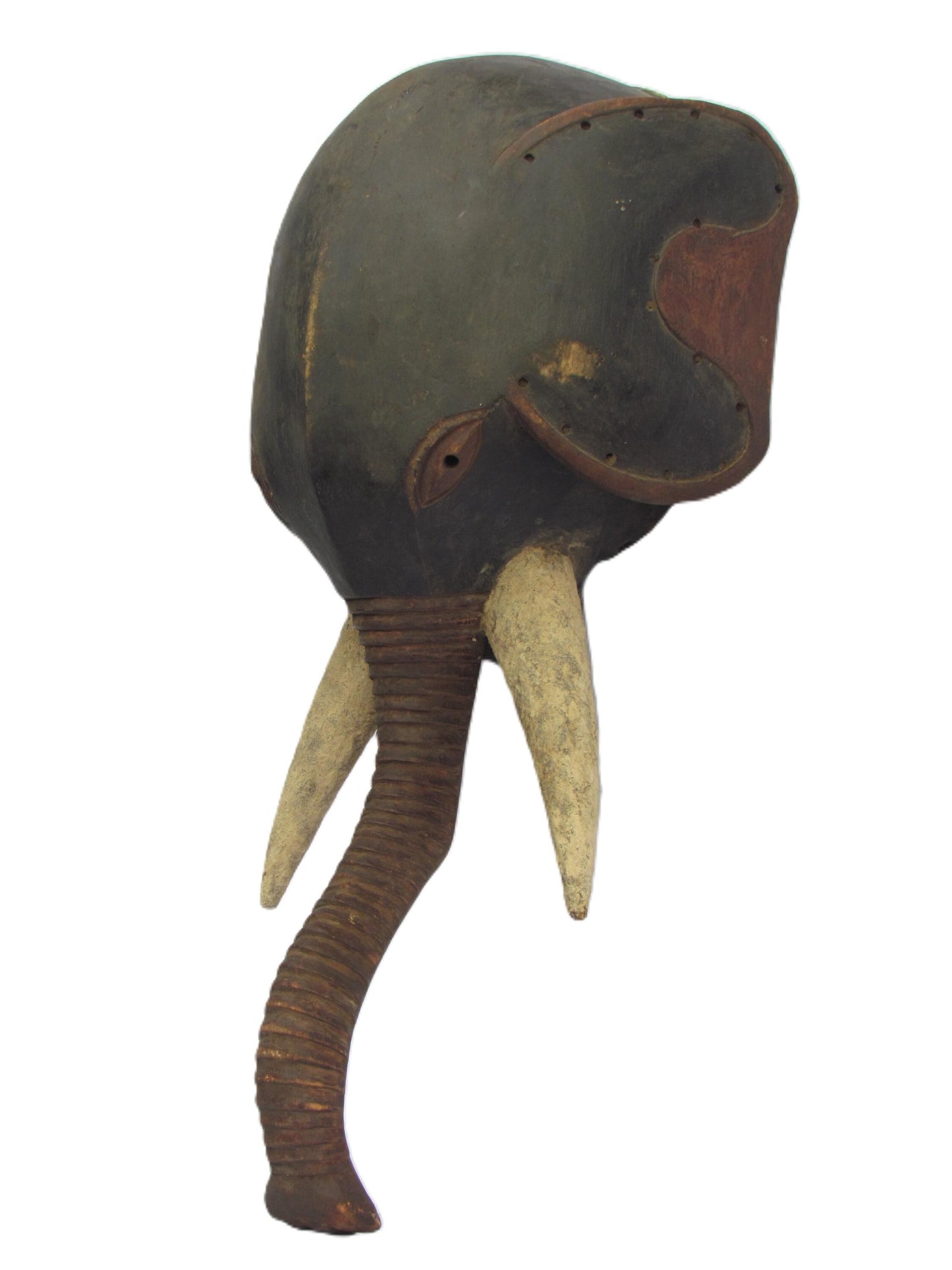 African Kuba Elephant Mask – Vintage Wood Zoomorphic Tribal Art Congo DRC
