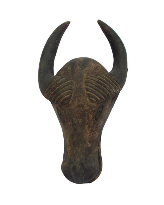 African Luba Buffalo Mask – Vintage Wood Zoomorphic Tribal Art Congo