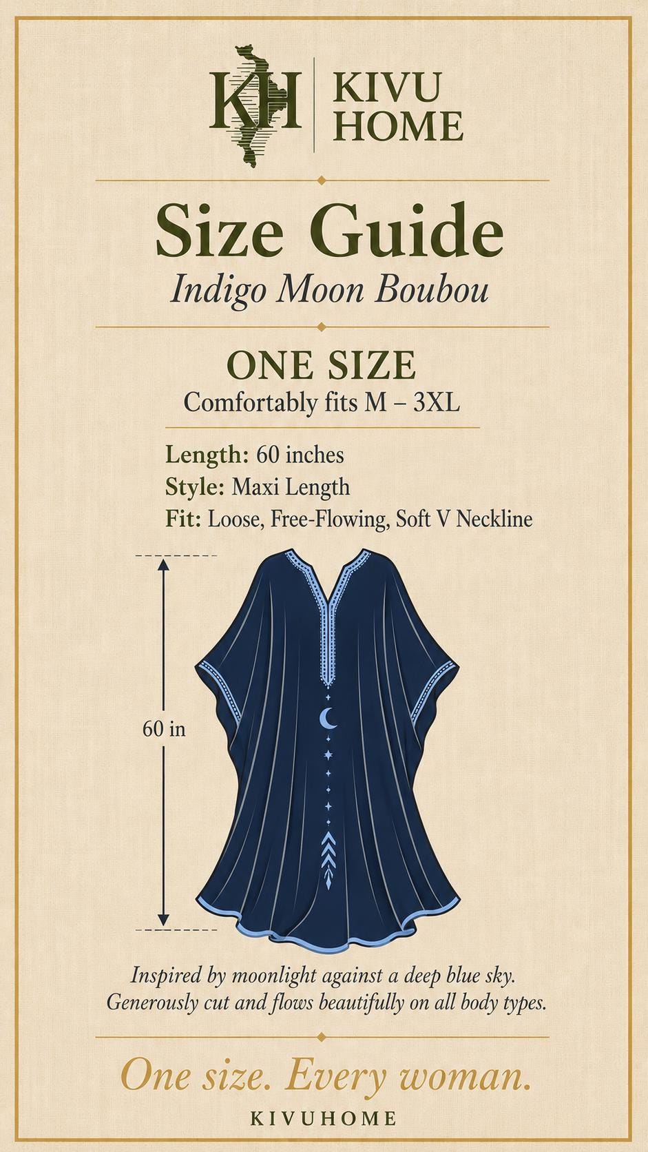 Indigo Moon Boubou | Flowing Maxi Dress | Elegant African Kaftan with Sky-Blue Accents