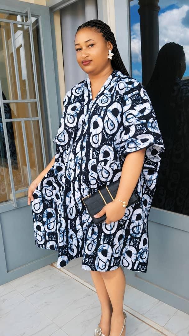 Midnight Bloom Pocket Kaftan | Chic Black & White Short Kaftan | Relaxed Abstract Dress