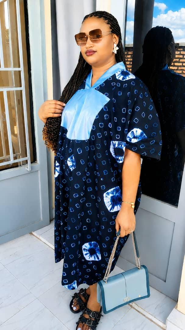 Midnight Indigo Cocoon Dress | Oversized African-Inspired Maxi | Elegant Relaxed Fit