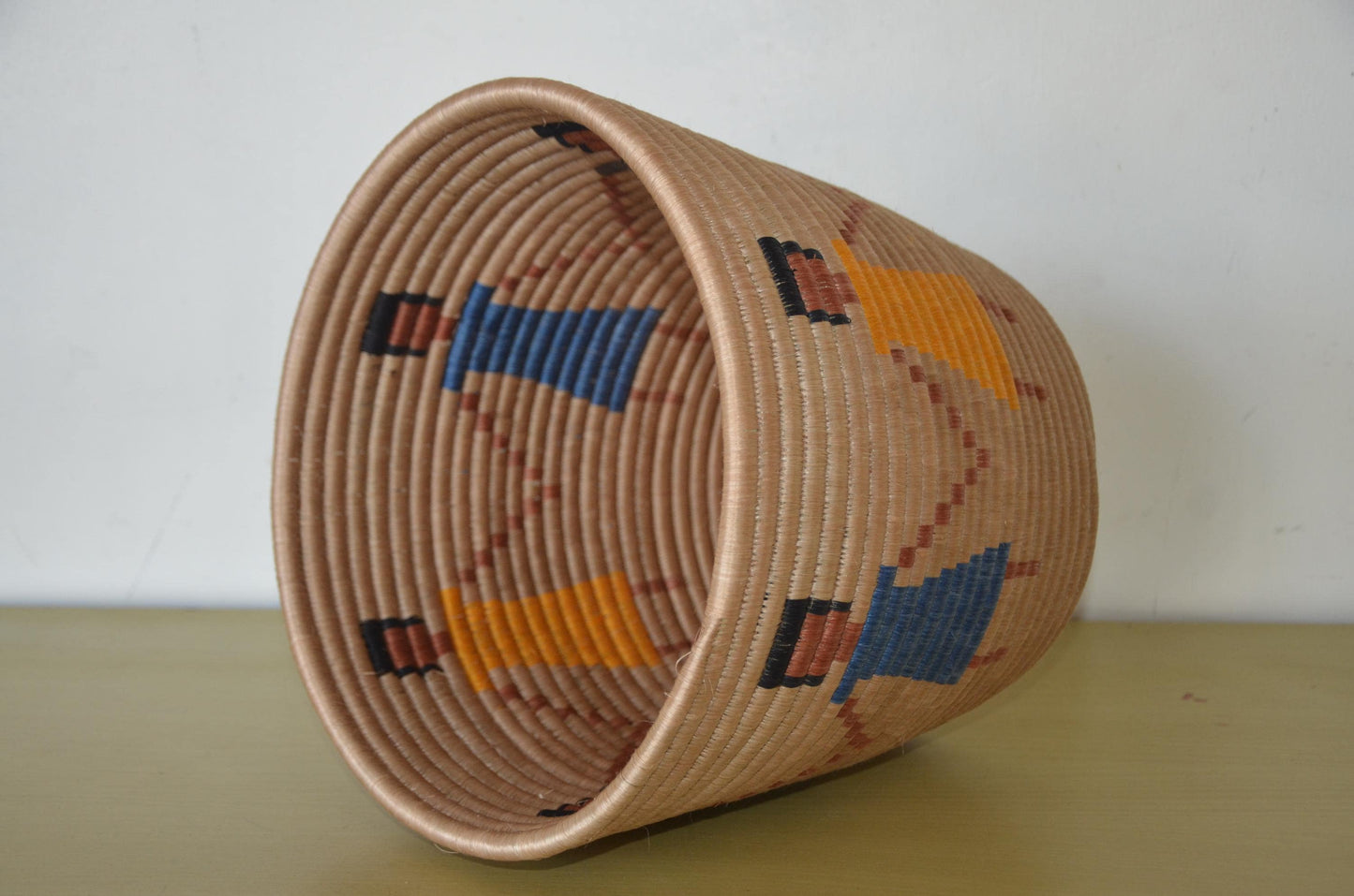 Handwoven African Coiled Basket | Abstract Figurative Art | Decorative Storage Vessel