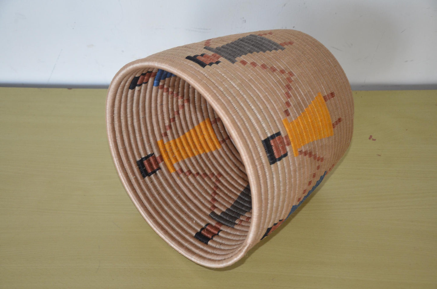 Handwoven African Coiled Basket | Abstract Figurative Art | Decorative Storage Vessel