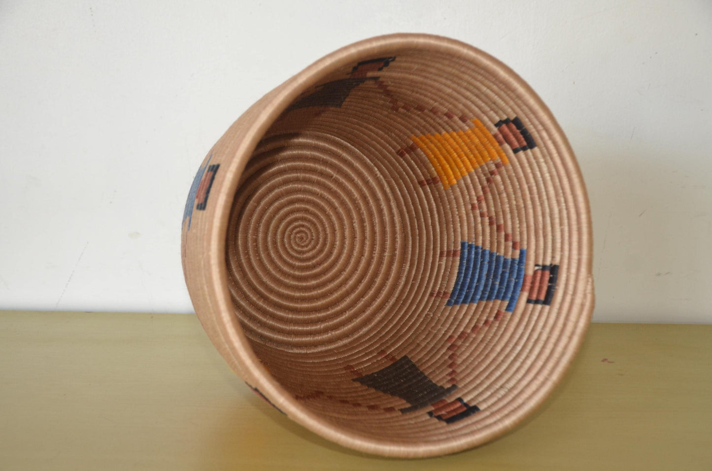 Handwoven African Coiled Basket | Abstract Figurative Art | Decorative Storage Vessel