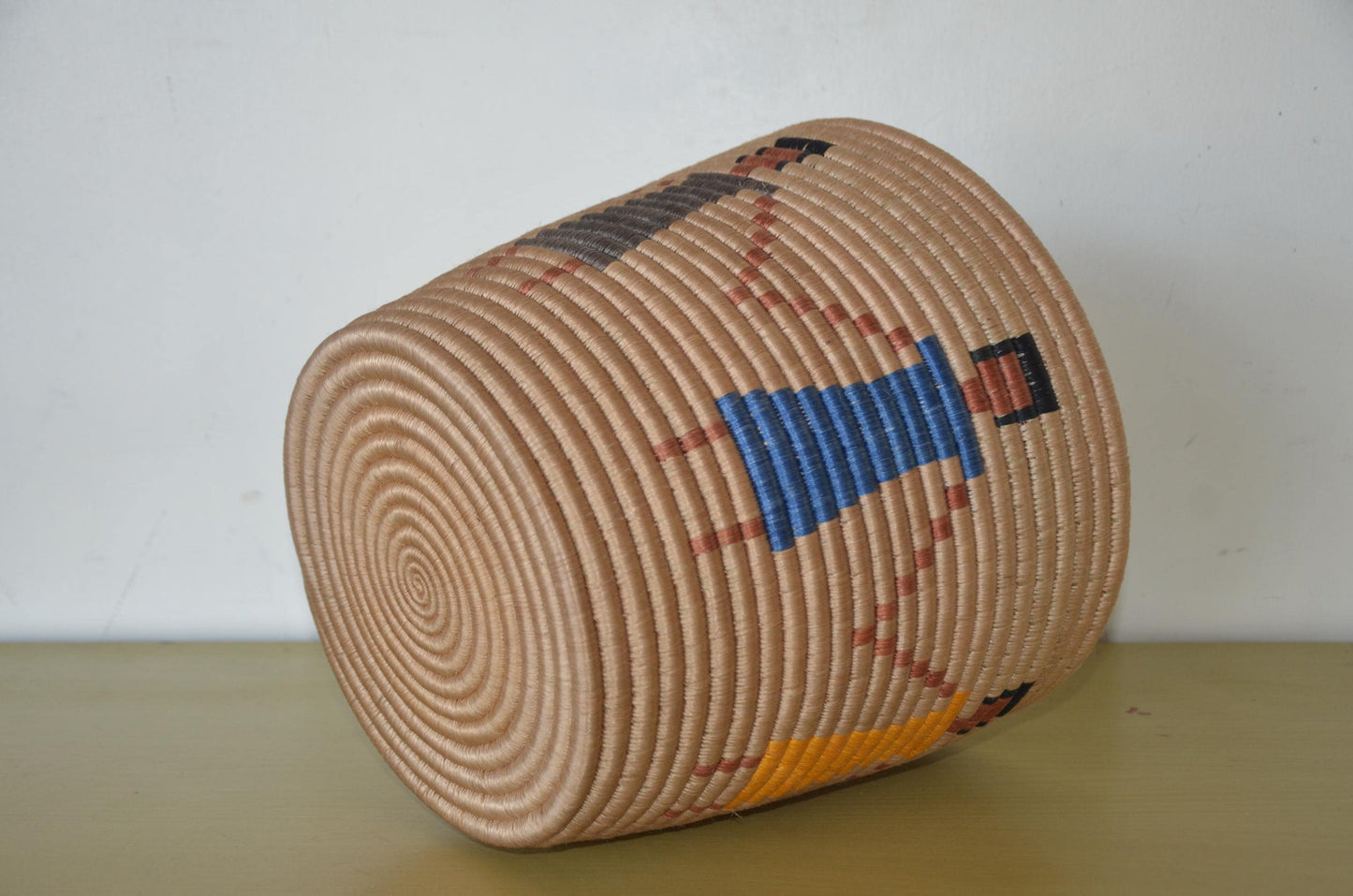 Handwoven African Coiled Basket | Abstract Figurative Art | Decorative Storage Vessel