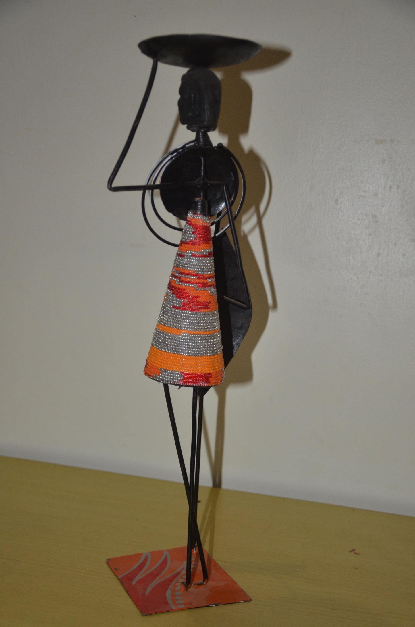 Maasai Figurine Candle Holder | Handcrafted African Metal Art | Elegant Table Decor
