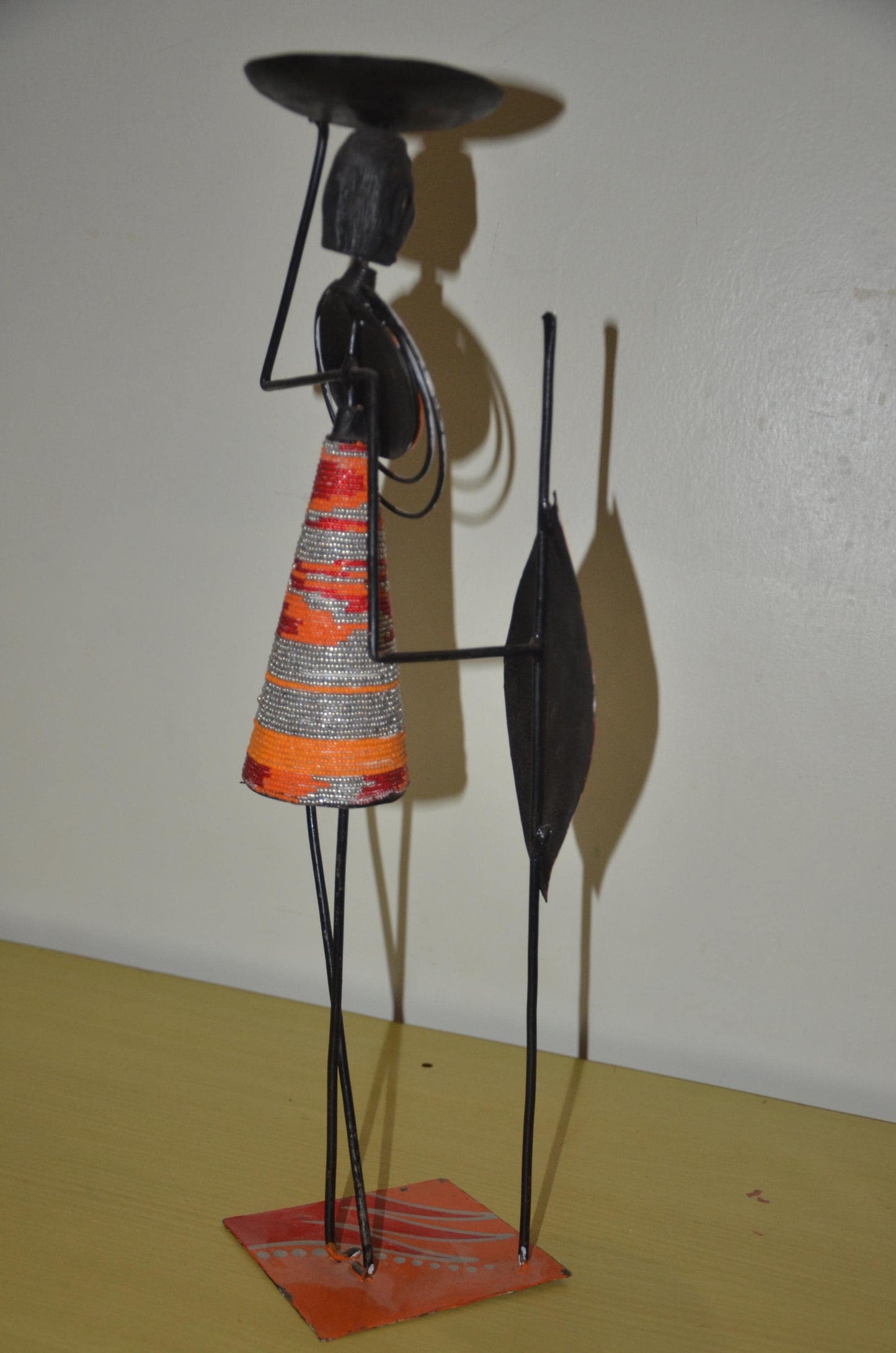 Maasai Figurine Candle Holder | Handcrafted African Metal Art | Elegant Table Decor