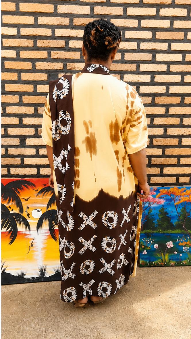 Tie-Dye Boubou Kaftan | Royal Flowing Maxi Dress | Elegant African Relaxed Fit