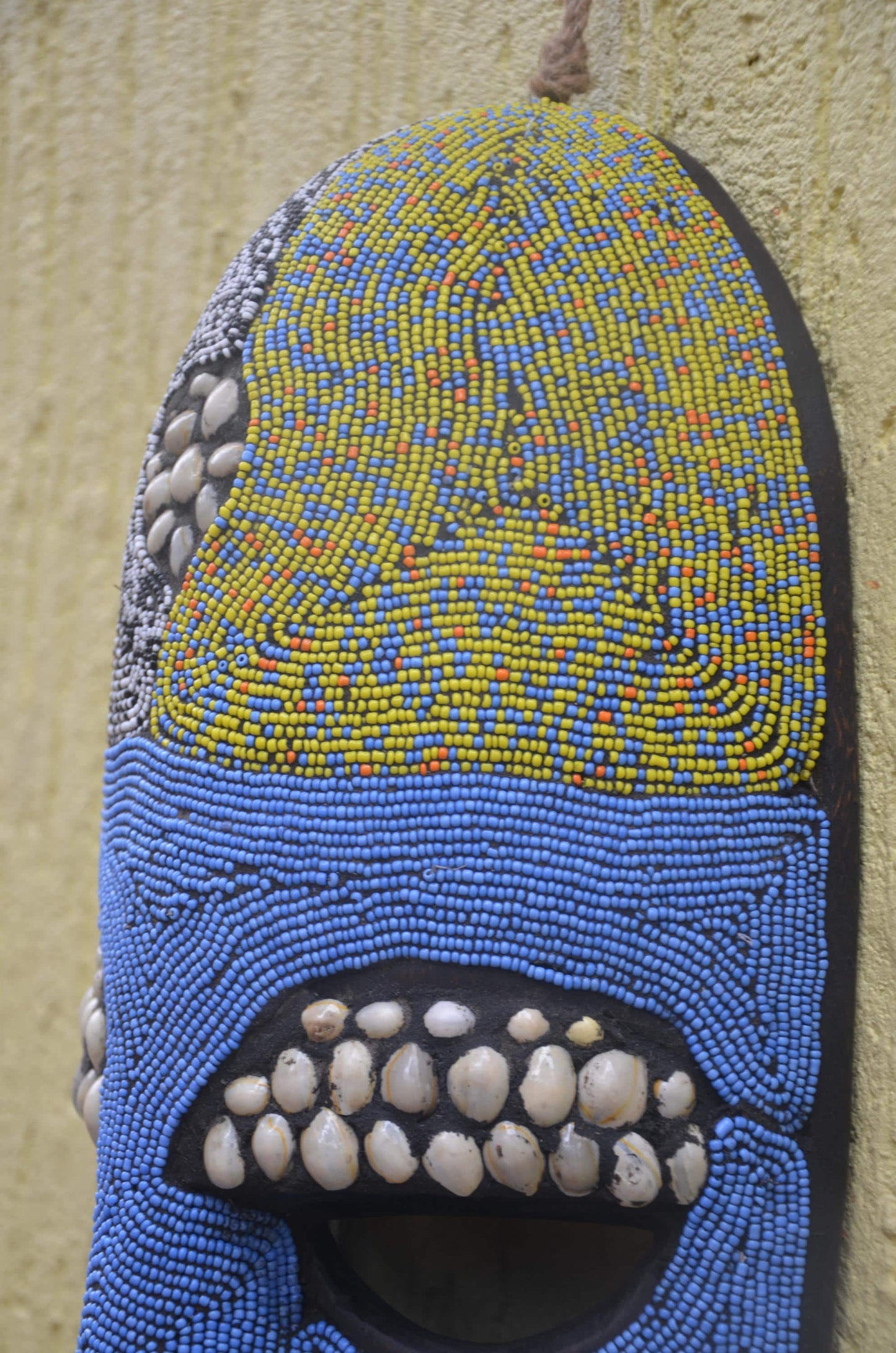 Bamileke Beaded Mask | Authentic Cameroonian Art | Large Ceremonial Wall Sculpture