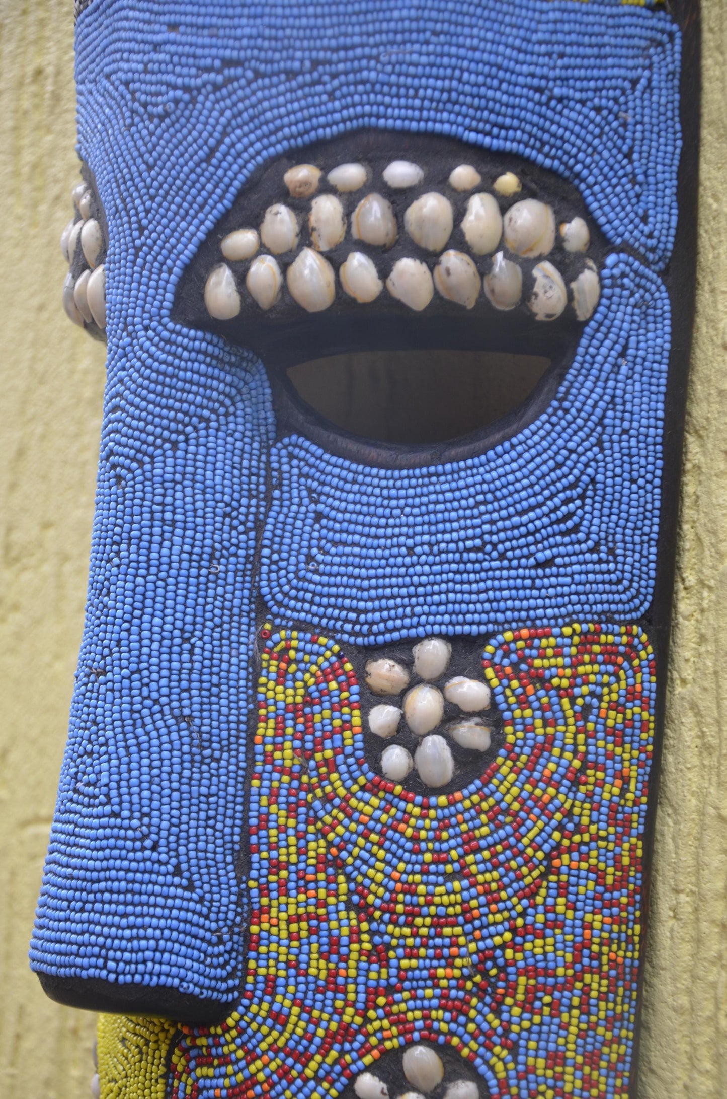 Bamileke Beaded Mask | Authentic Cameroonian Art | Large Ceremonial Wall Sculpture