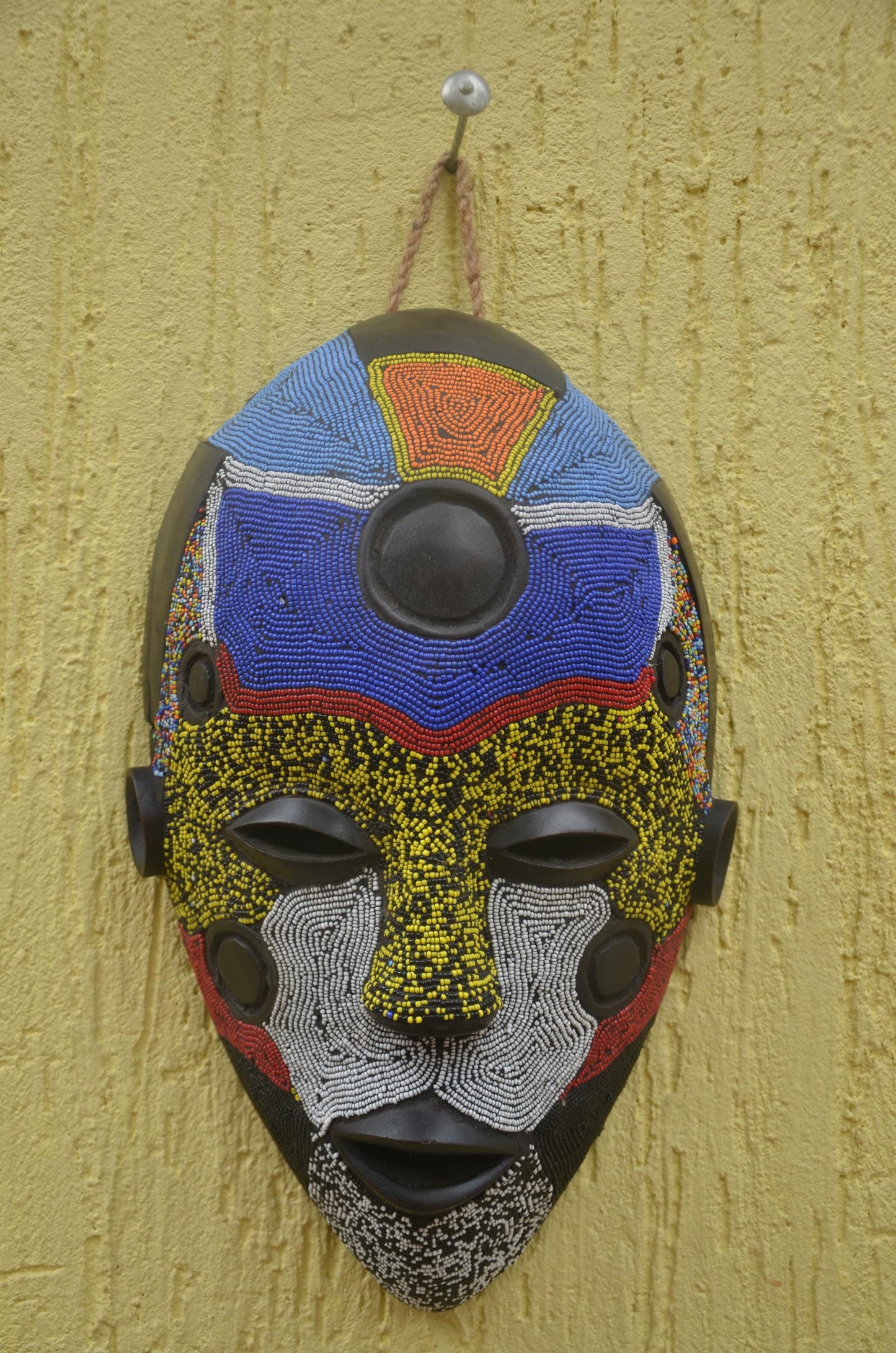 Bamileke Beaded Mask | Authentic Cameroonian Art | Large Tribal Wall Sculpture