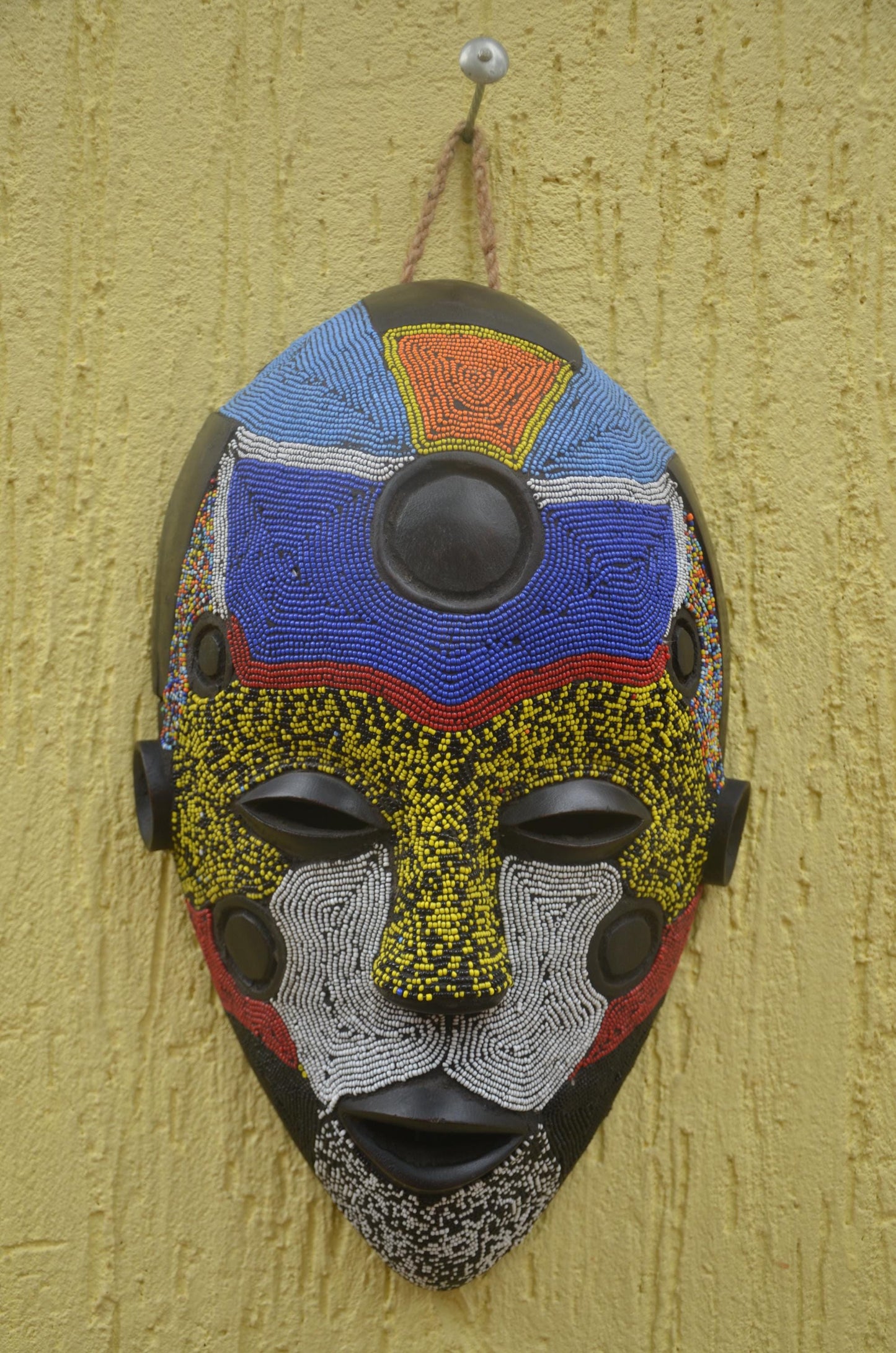 Bamileke Beaded Mask | Authentic Cameroonian Art | Large Tribal Wall Sculpture