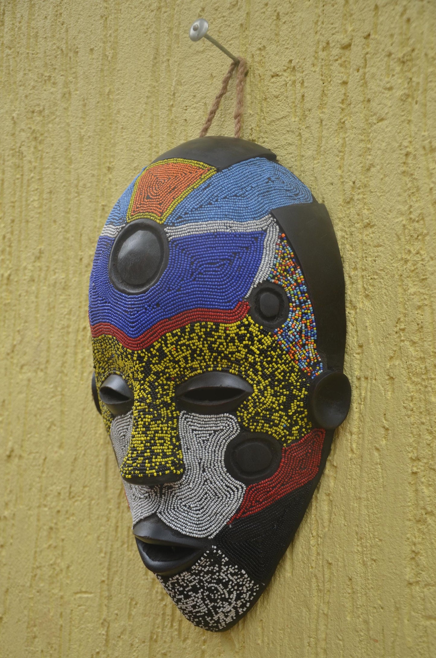 Bamileke Beaded Mask | Authentic Cameroonian Art | Large Tribal Wall Sculpture