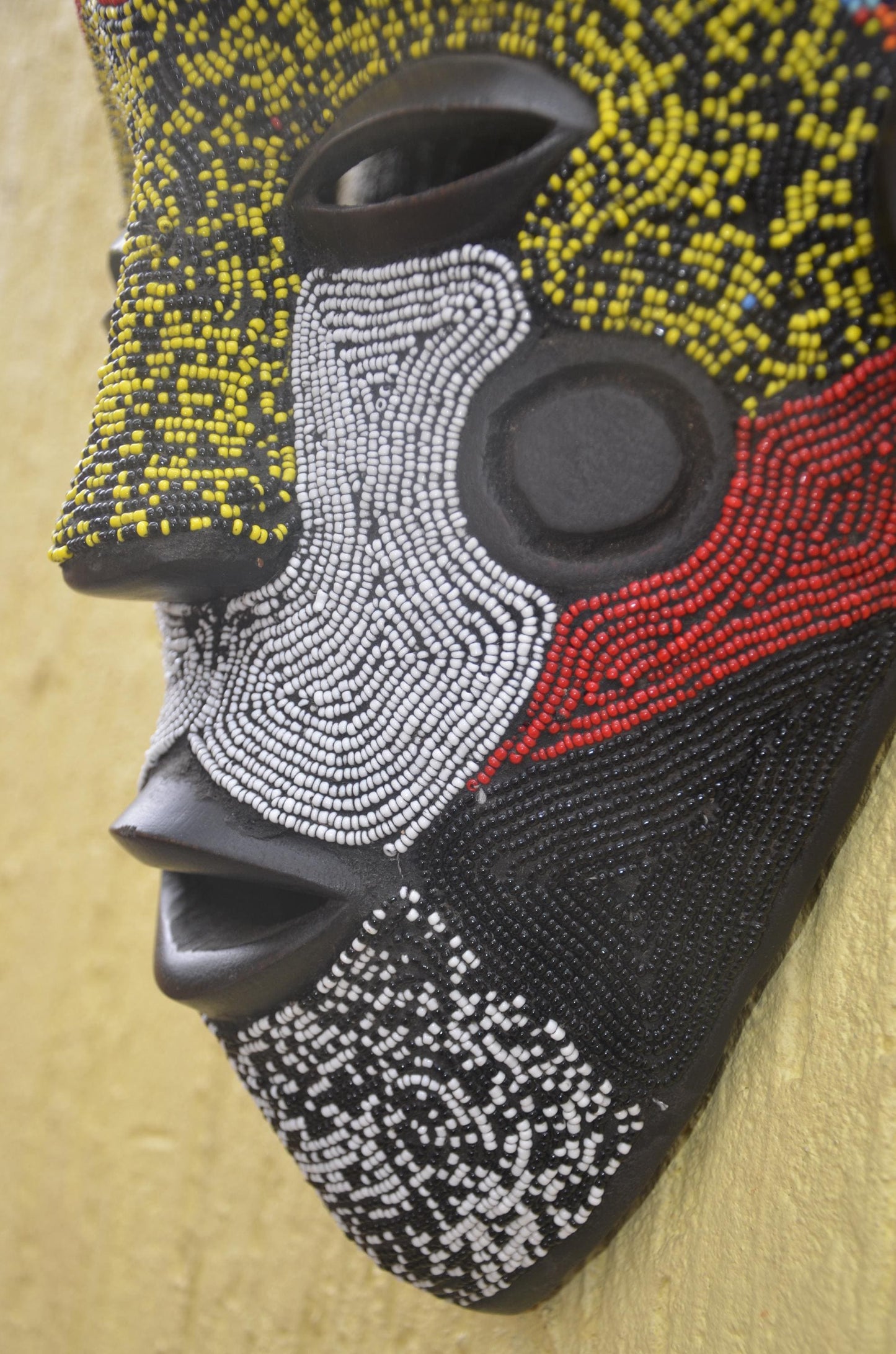 Bamileke Beaded Mask | Authentic Cameroonian Art | Large Tribal Wall Sculpture