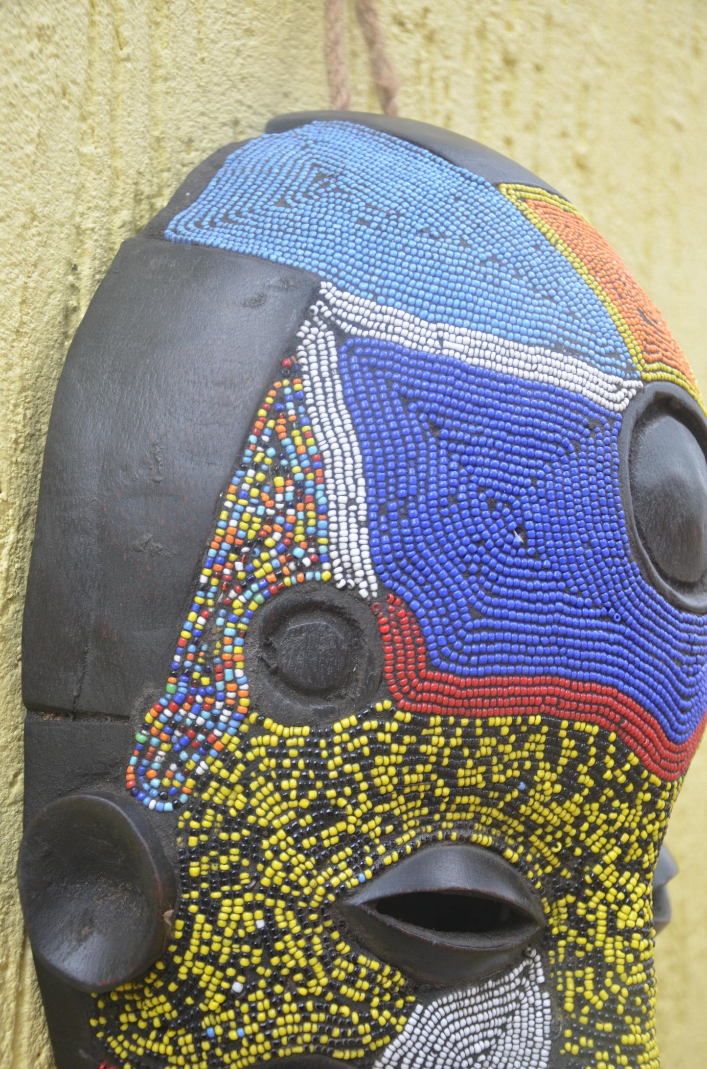 Bamileke Beaded Mask | Authentic Cameroonian Art | Large Tribal Wall Sculpture