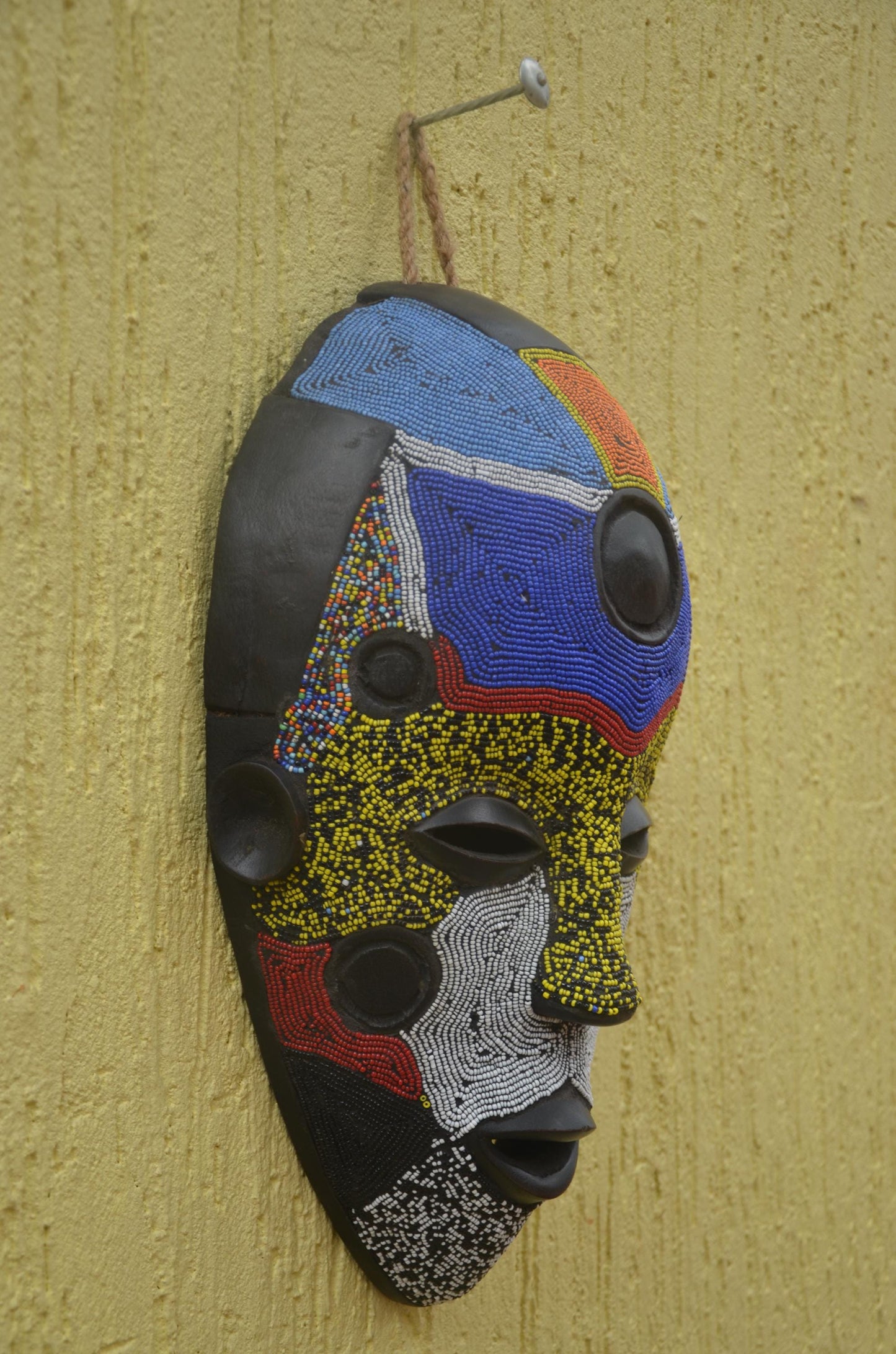 Bamileke Beaded Mask | Authentic Cameroonian Art | Large Tribal Wall Sculpture