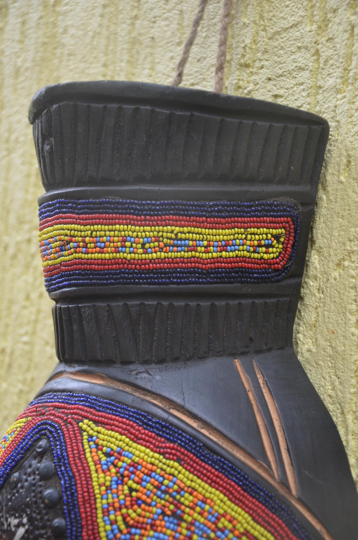 Bamana Beaded Mask | Authentic Malian Tribal Art | Metal-Overlay Ceremonial Sculpture