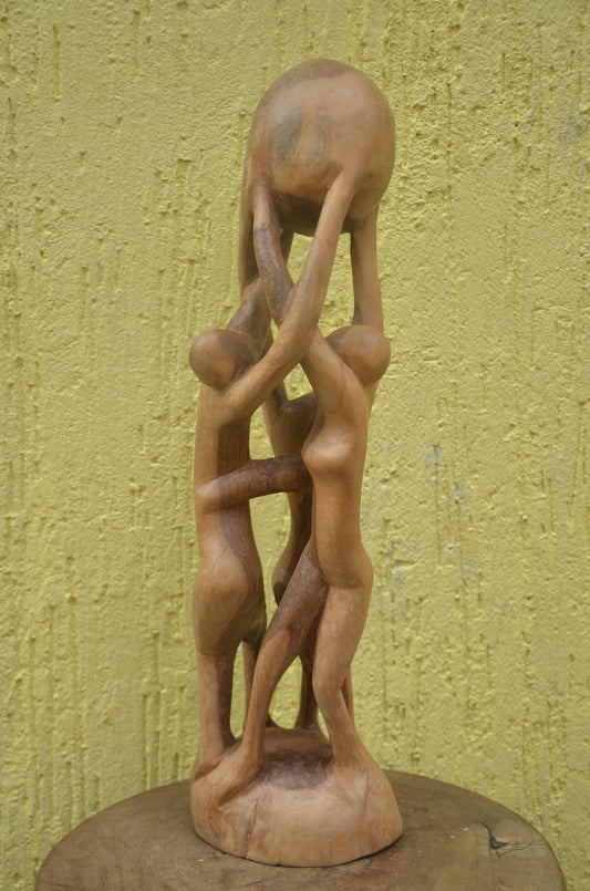 Family Tree Unity Sculpture | Tree of Life Hand-Carved Art | Symbolic Ancestral Decor