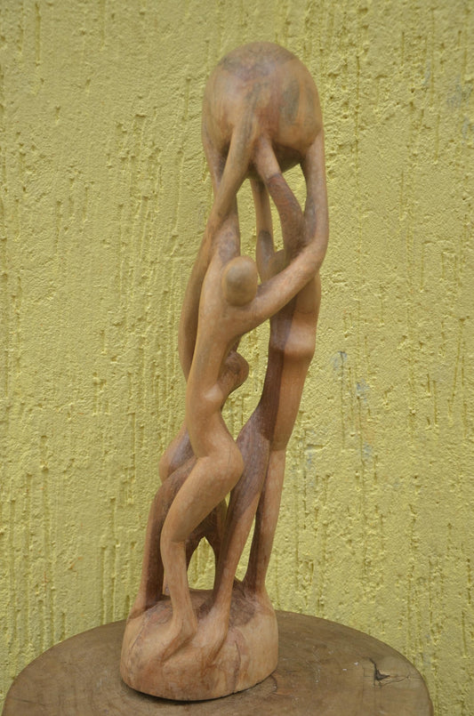 Family Tree Unity Sculpture | Tree of Life Hand-Carved Art | Symbolic Ancestral Decor