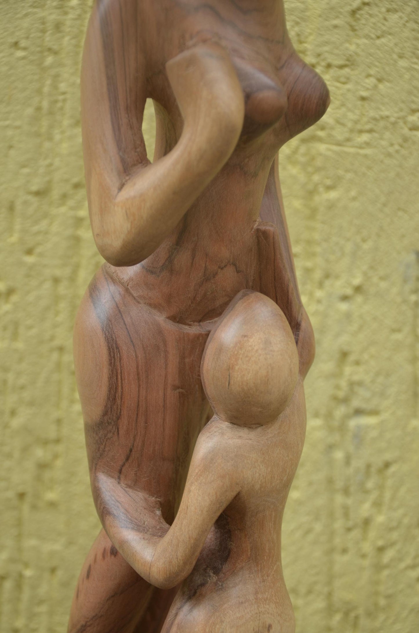 Mother and Child Sculpture | Hand-Carved Natural Wood | Symbolic African Art