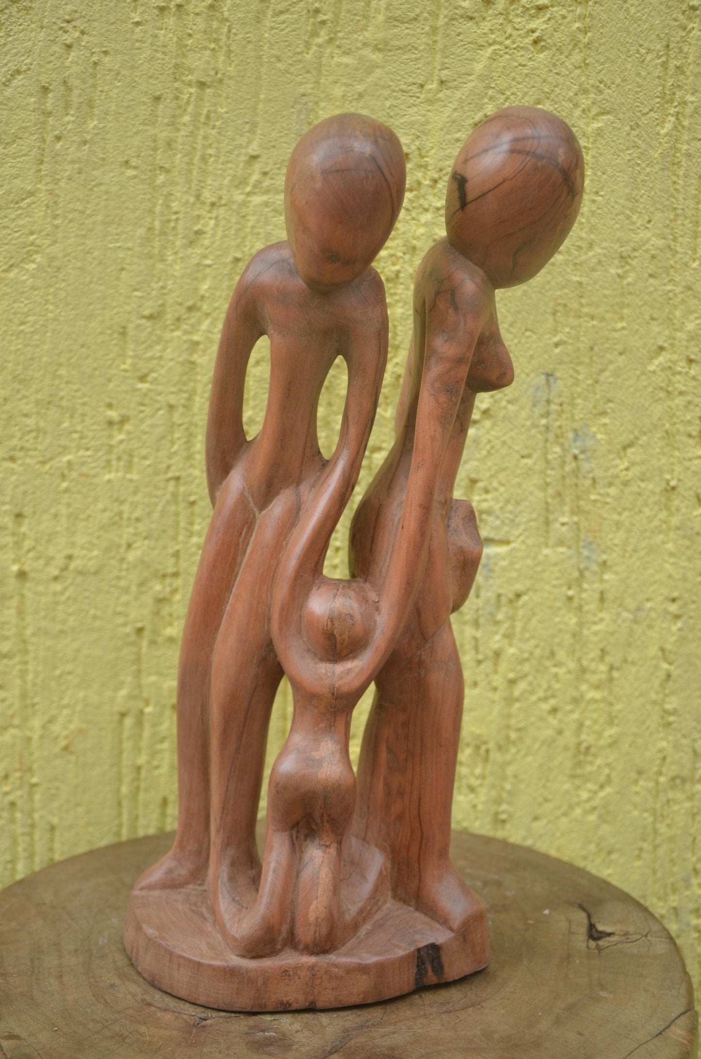 Family Unity Sculpture | Hand-Carved Natural Wood | Symbolic Ancestral Decor