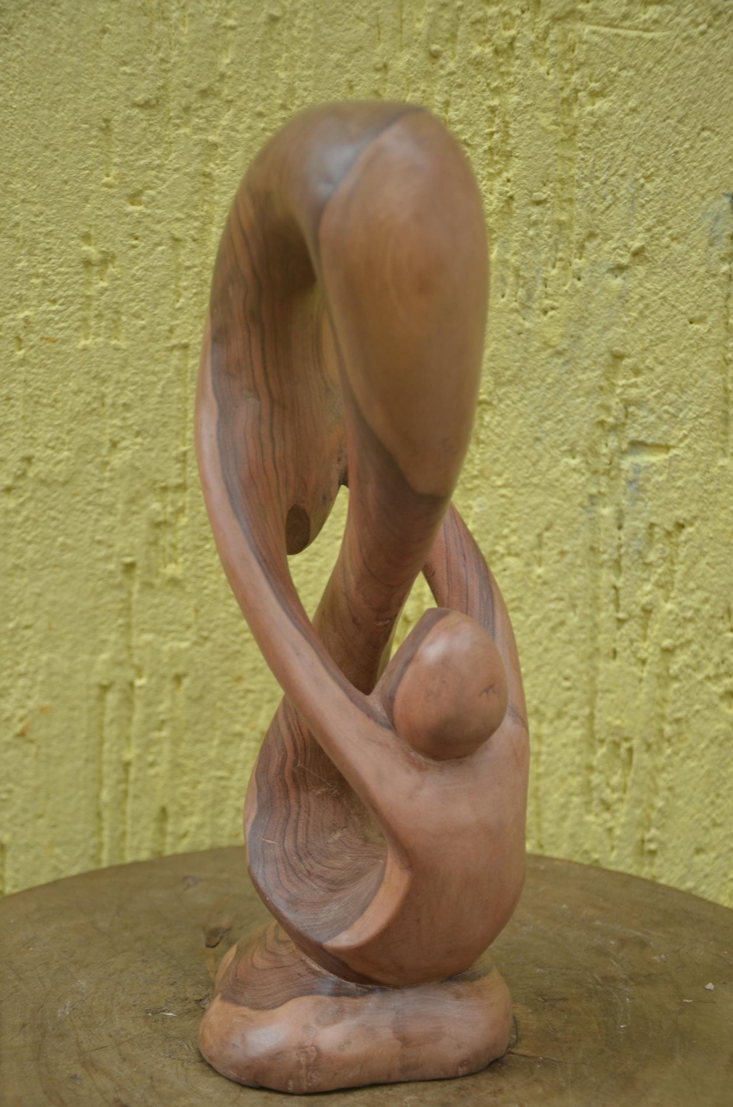 Abstract "Thinking Man" Sculpture | Hand-Carved Natural Hardwood | Minimalist Home Decor