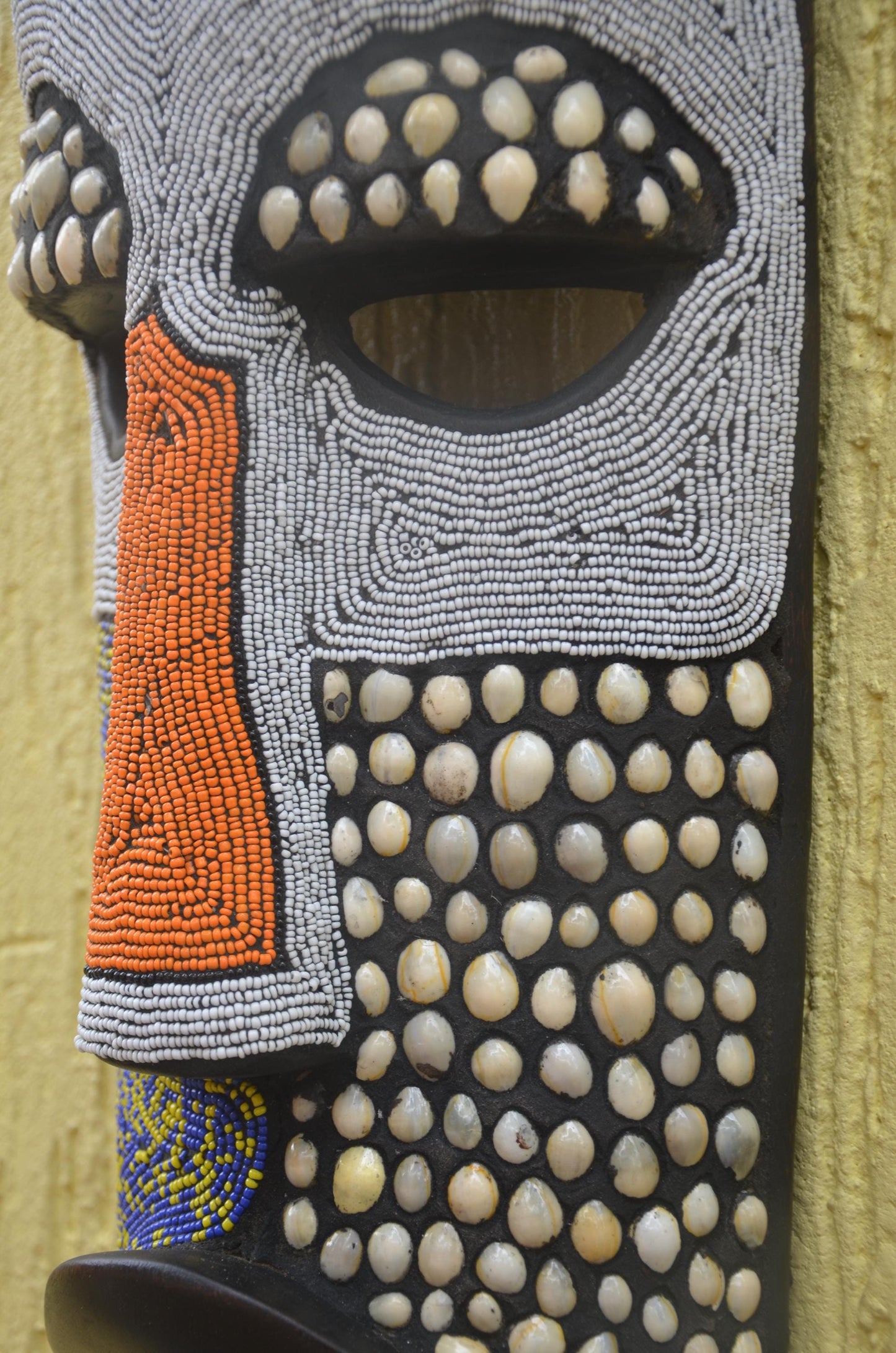 Bamileke Beaded Mask | Authentic Cameroonian Art | Large Ceremonial Wall Sculpture
