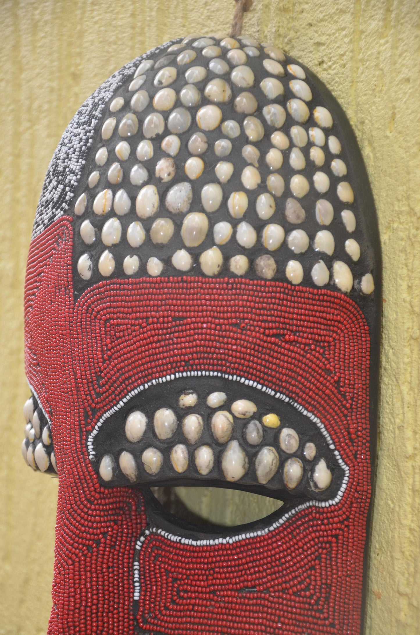 Bamileke Beaded Mask | Authentic Cameroonian Art | Large Ceremonial Wall Sculpture