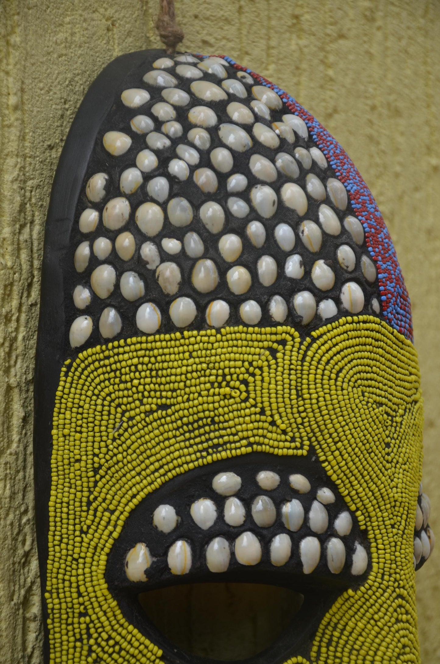 Bamileke Beaded Mask, African Wall Art, Handcrafted Tribal Decor, Boho Wall Hanging