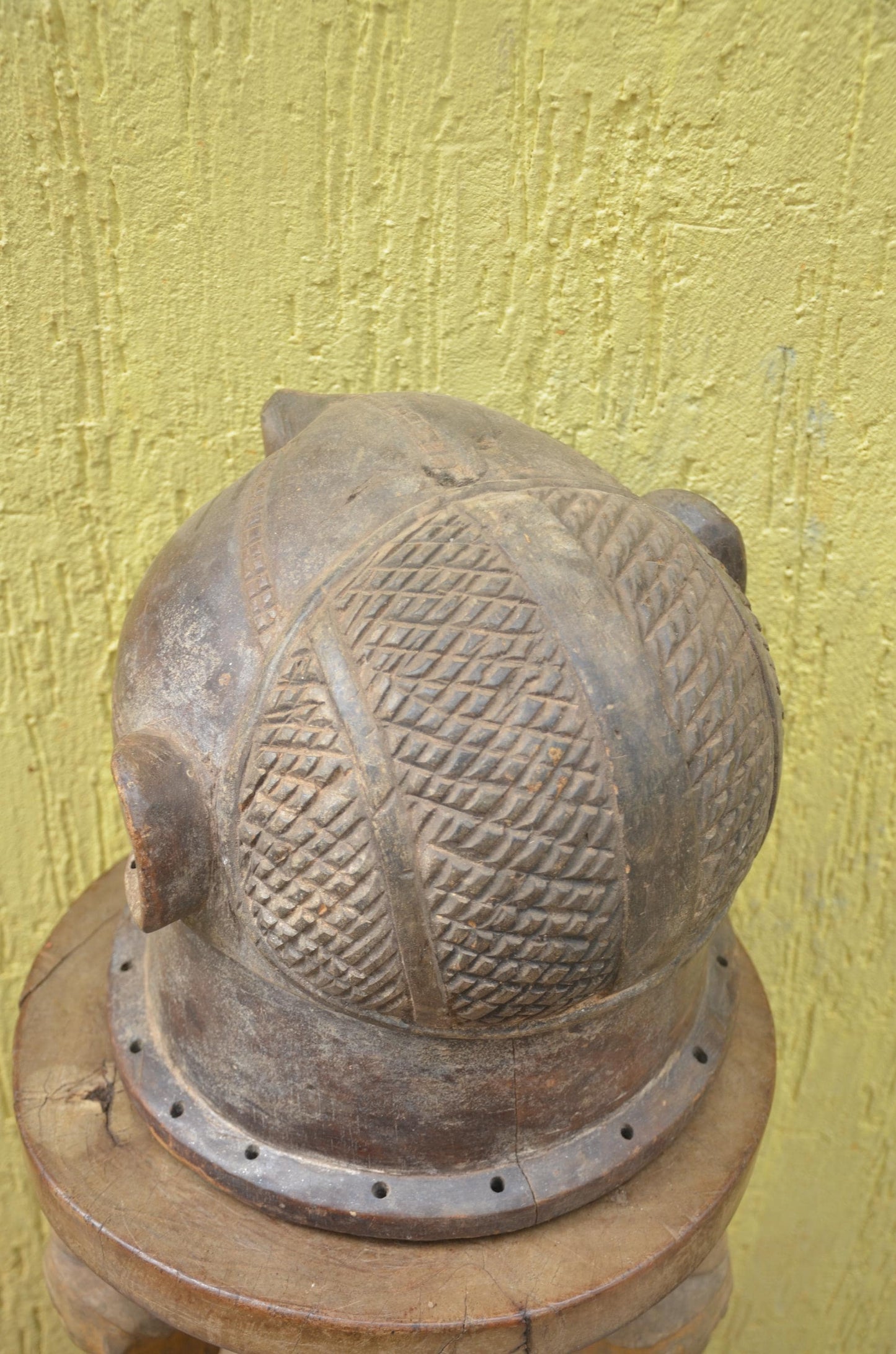 Tabwa Helmet Mask | Hand-Carved Wood Art | Central African Heritage