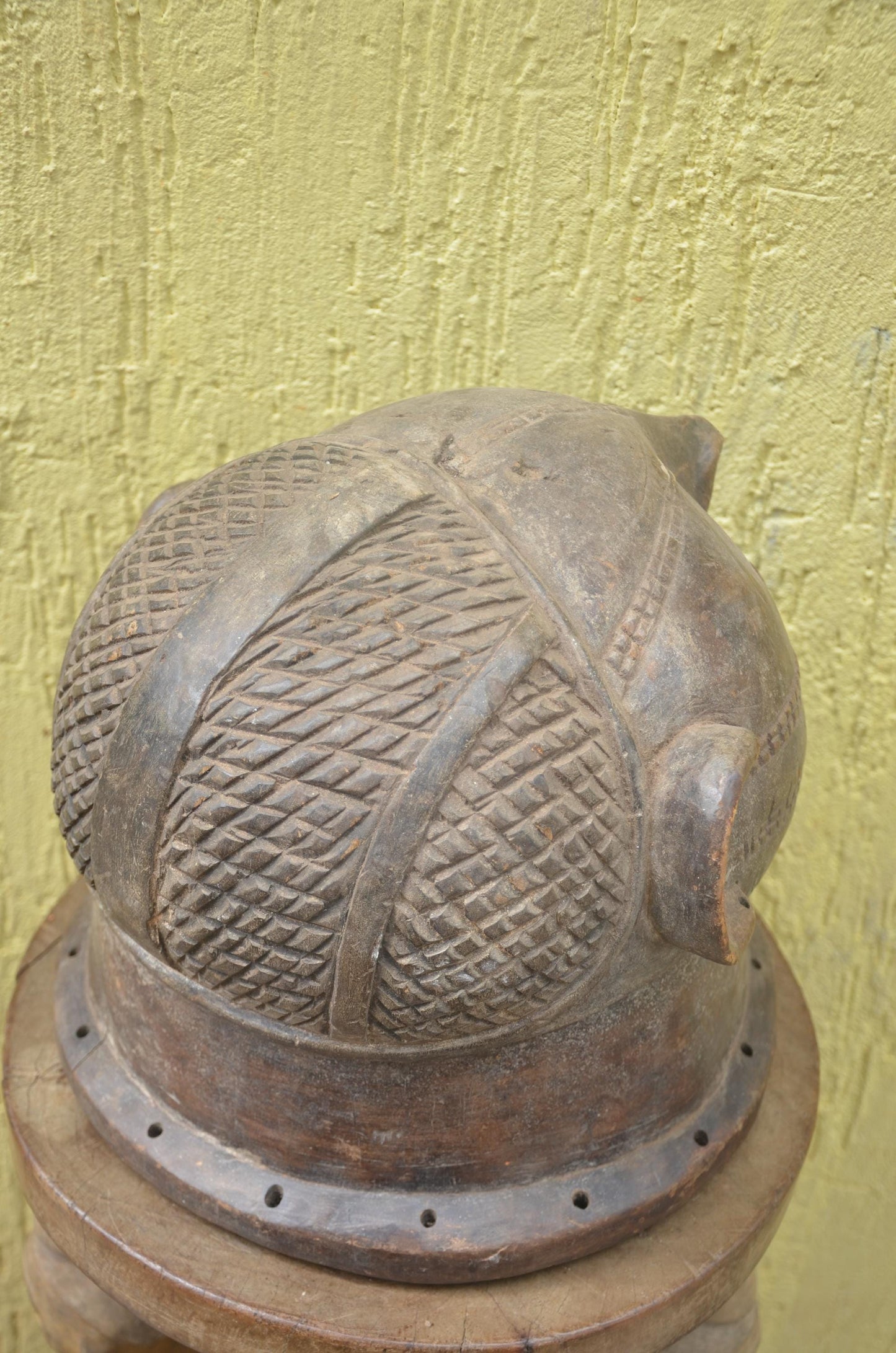 Tabwa Helmet Mask | Hand-Carved Wood Art | Central African Heritage