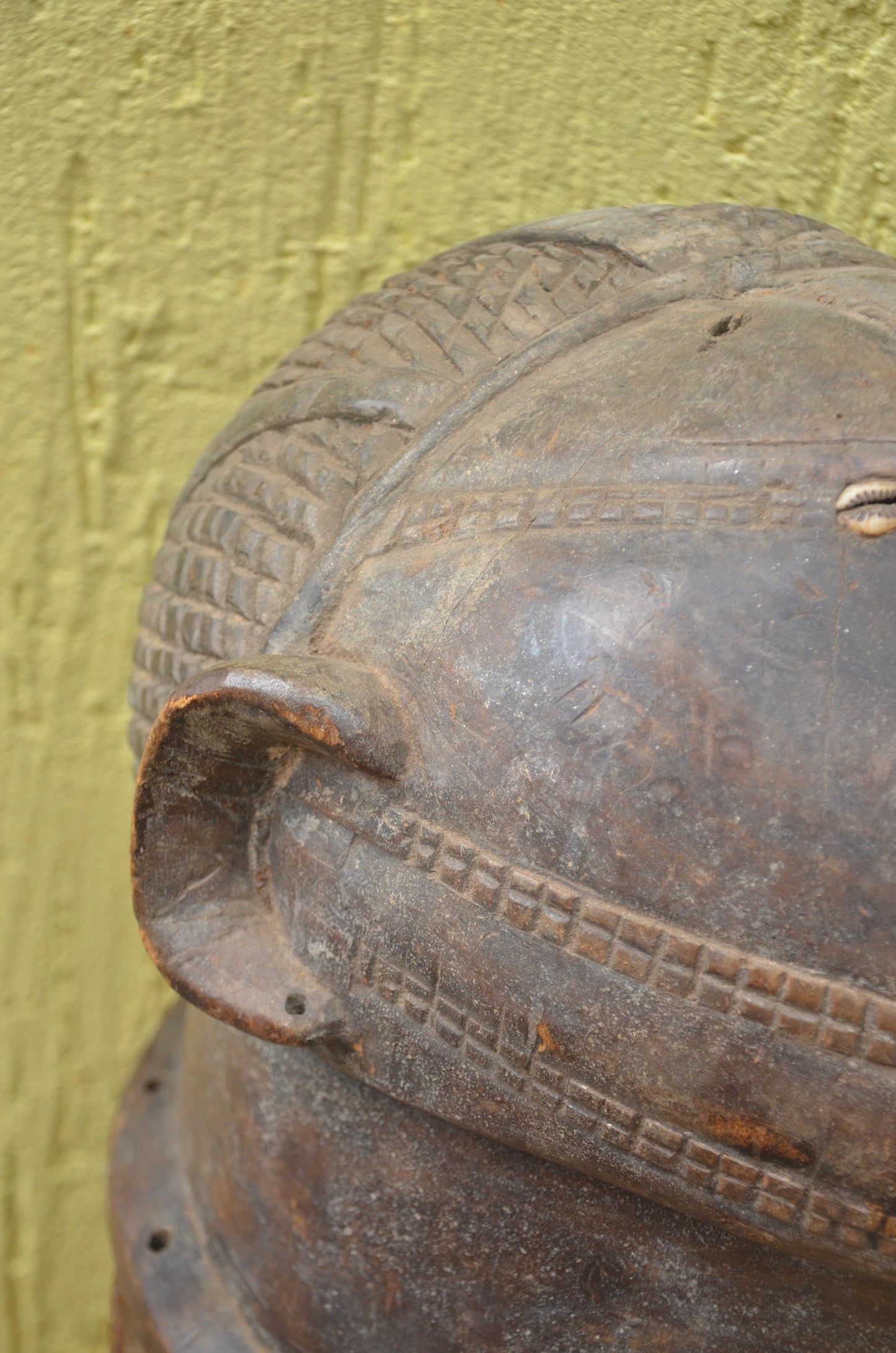 Tabwa Helmet Mask | Hand-Carved Wood Art | Central African Heritage