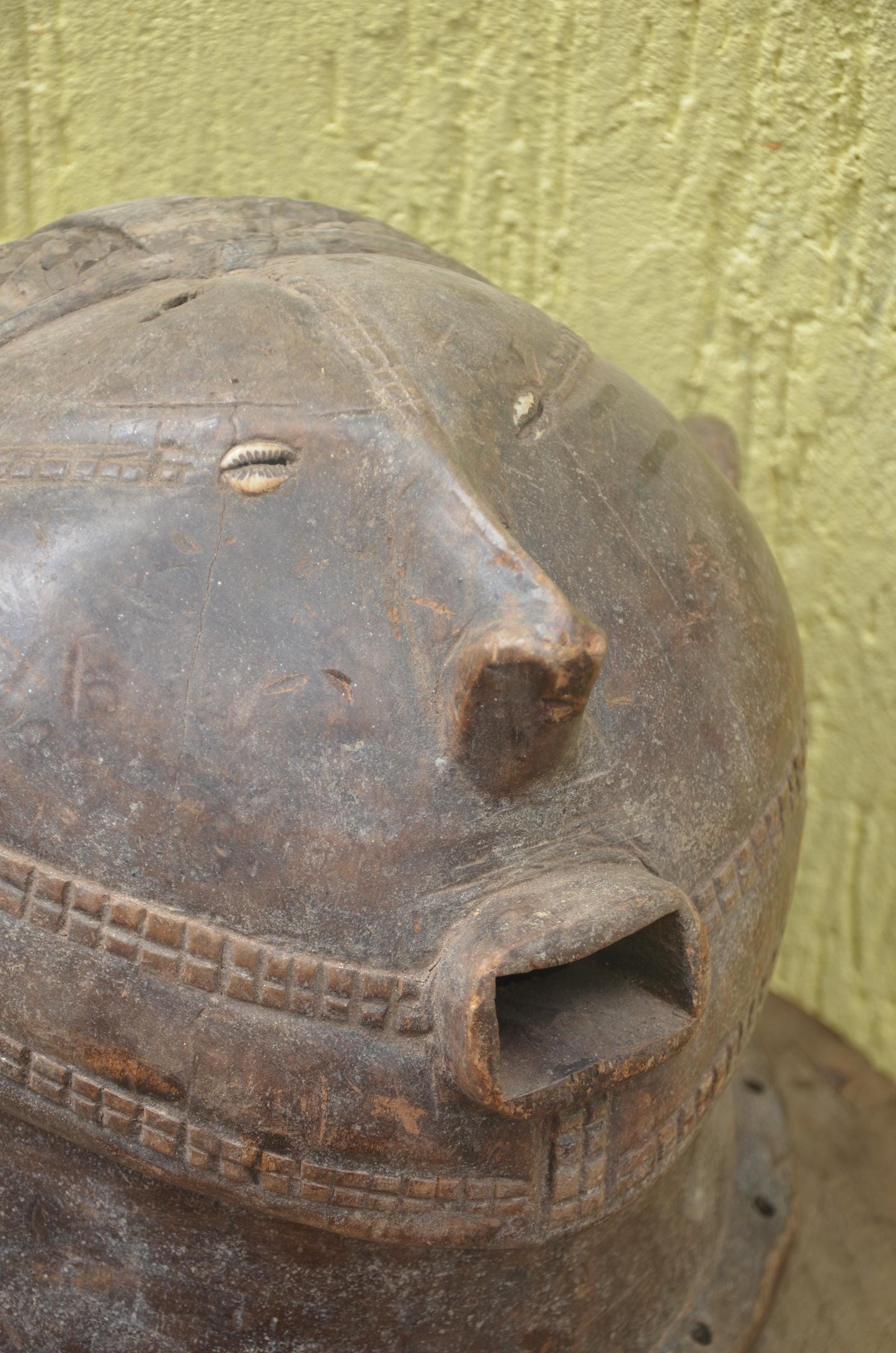 Tabwa Helmet Mask | Hand-Carved Wood Art | Central African Heritage
