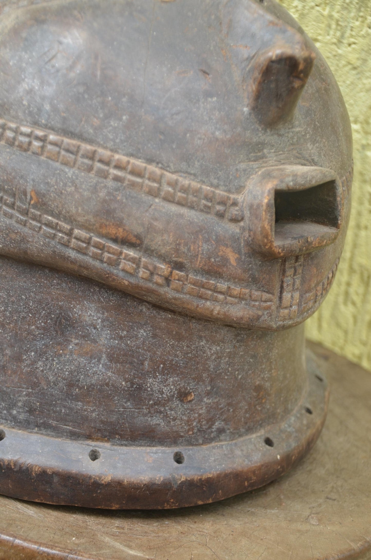 Tabwa Helmet Mask | Hand-Carved Wood Art | Central African Heritage