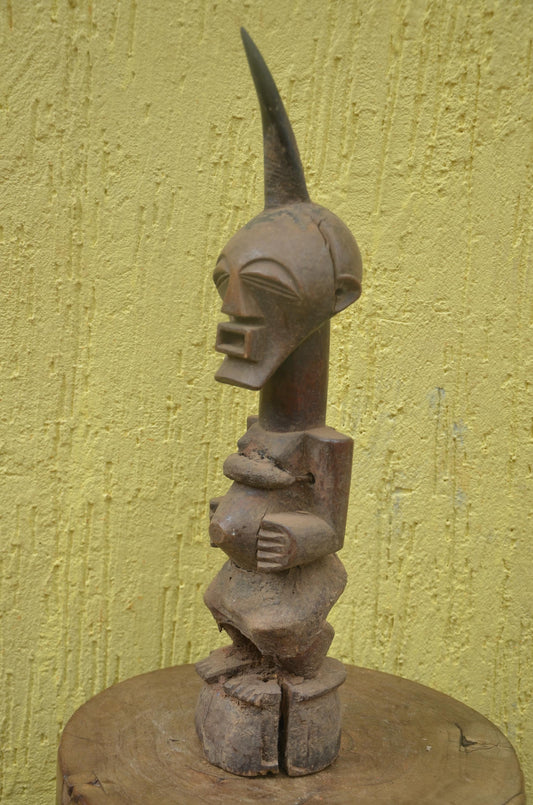 Songye Nkishi Statue | Tall Carved Wood Power Figure | DR Congo