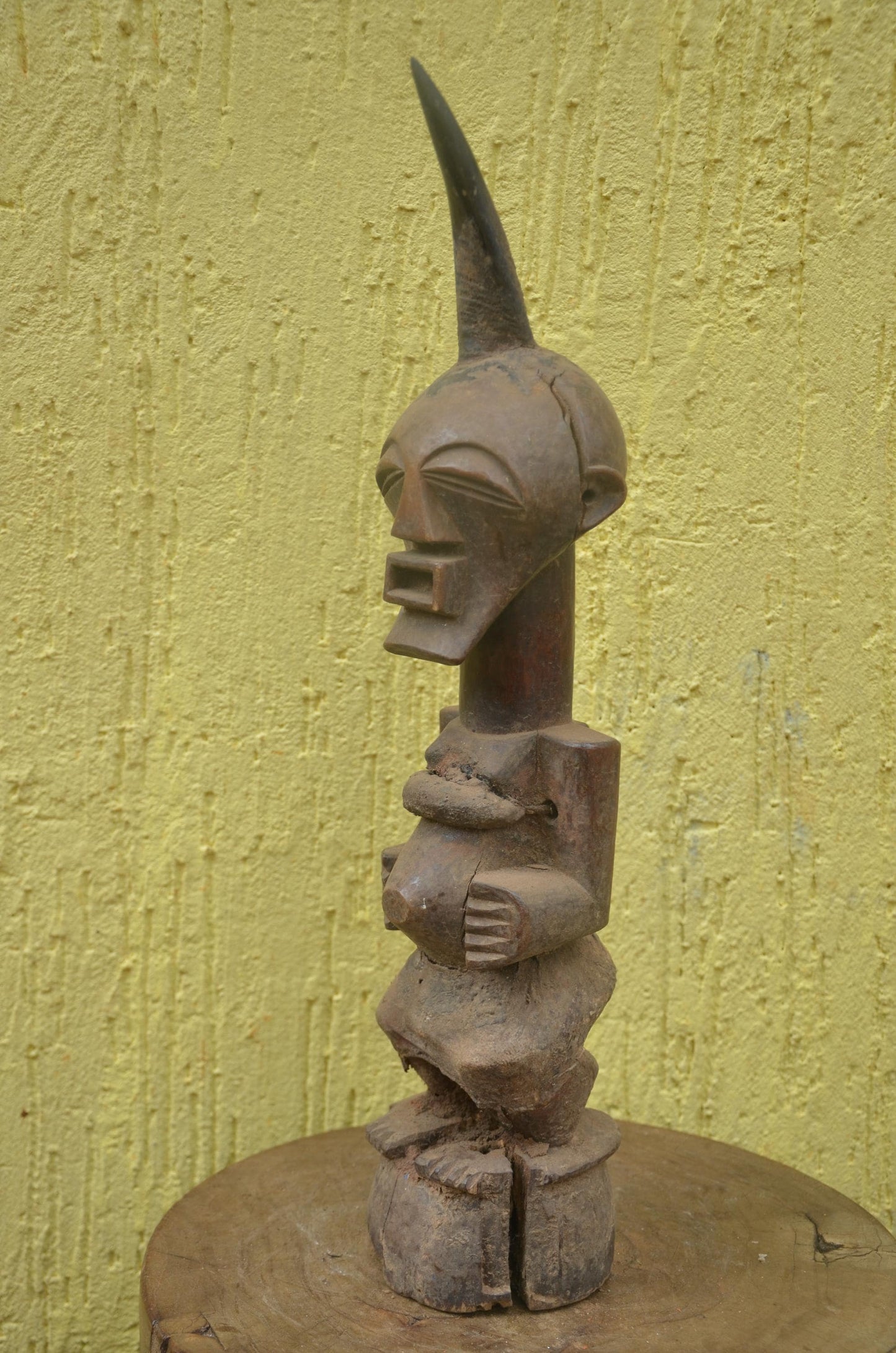Songye Nkishi Statue | Tall Carved Wood Power Figure | DR Congo