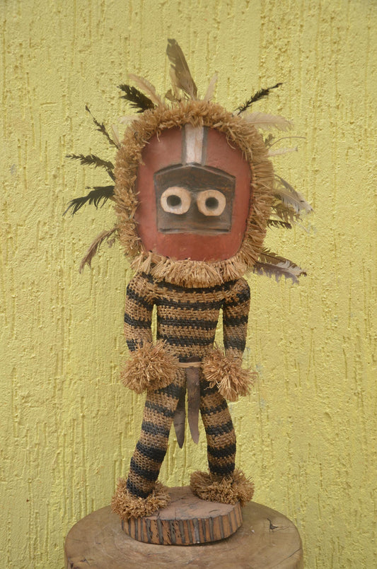 Pende Minganji Dancer Doll | Carved Wood Masquerade Figure | Congo