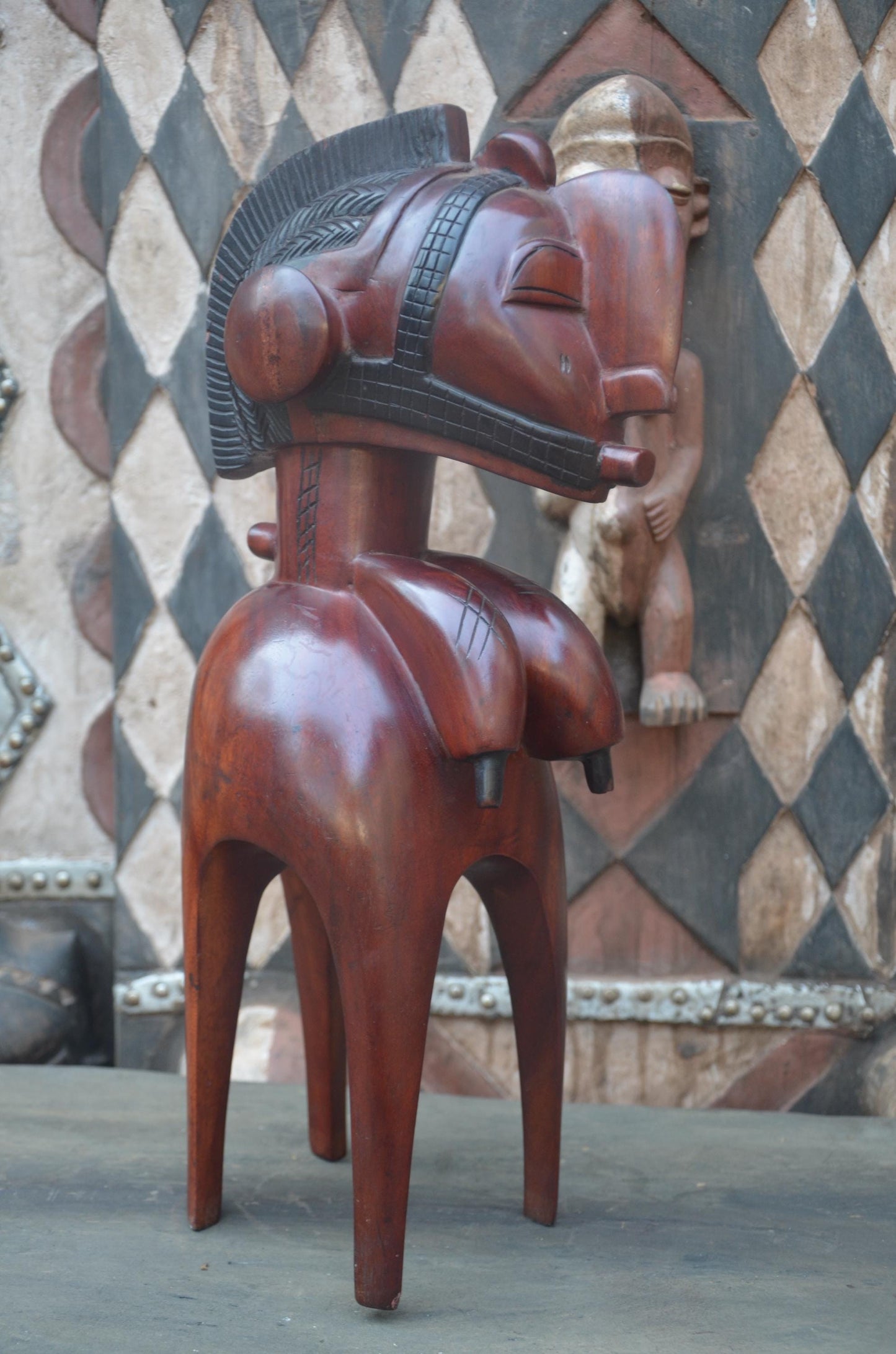 Nimba Fertility Sculpture | Hand-Carved Wood Goddess Figure | Guinea