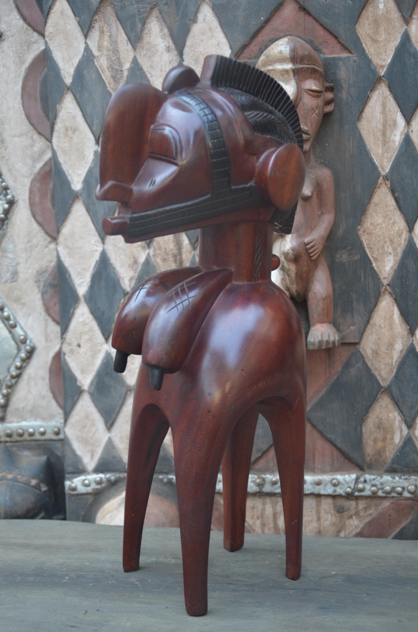 Nimba Fertility Sculpture | Hand-Carved Wood Goddess Figure | Guinea