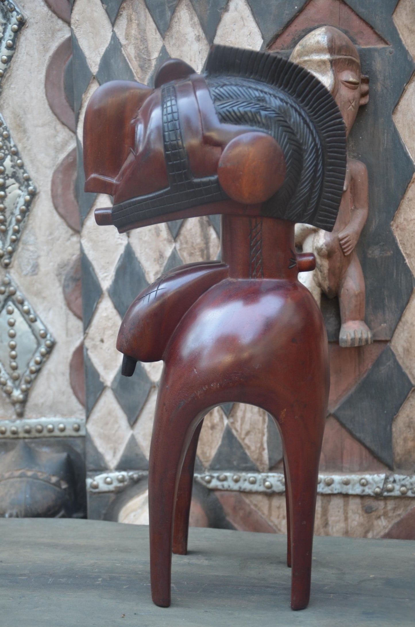 Nimba Fertility Sculpture | Hand-Carved Wood Goddess Figure | Guinea