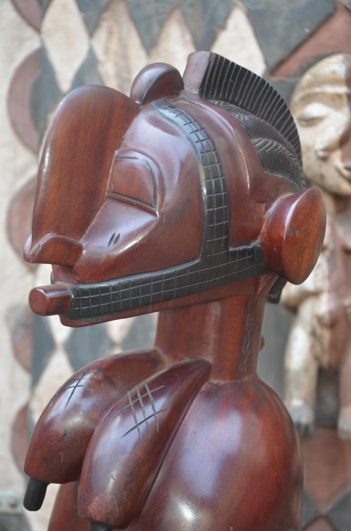 Nimba Fertility Sculpture | Hand-Carved Wood Goddess Figure | Guinea