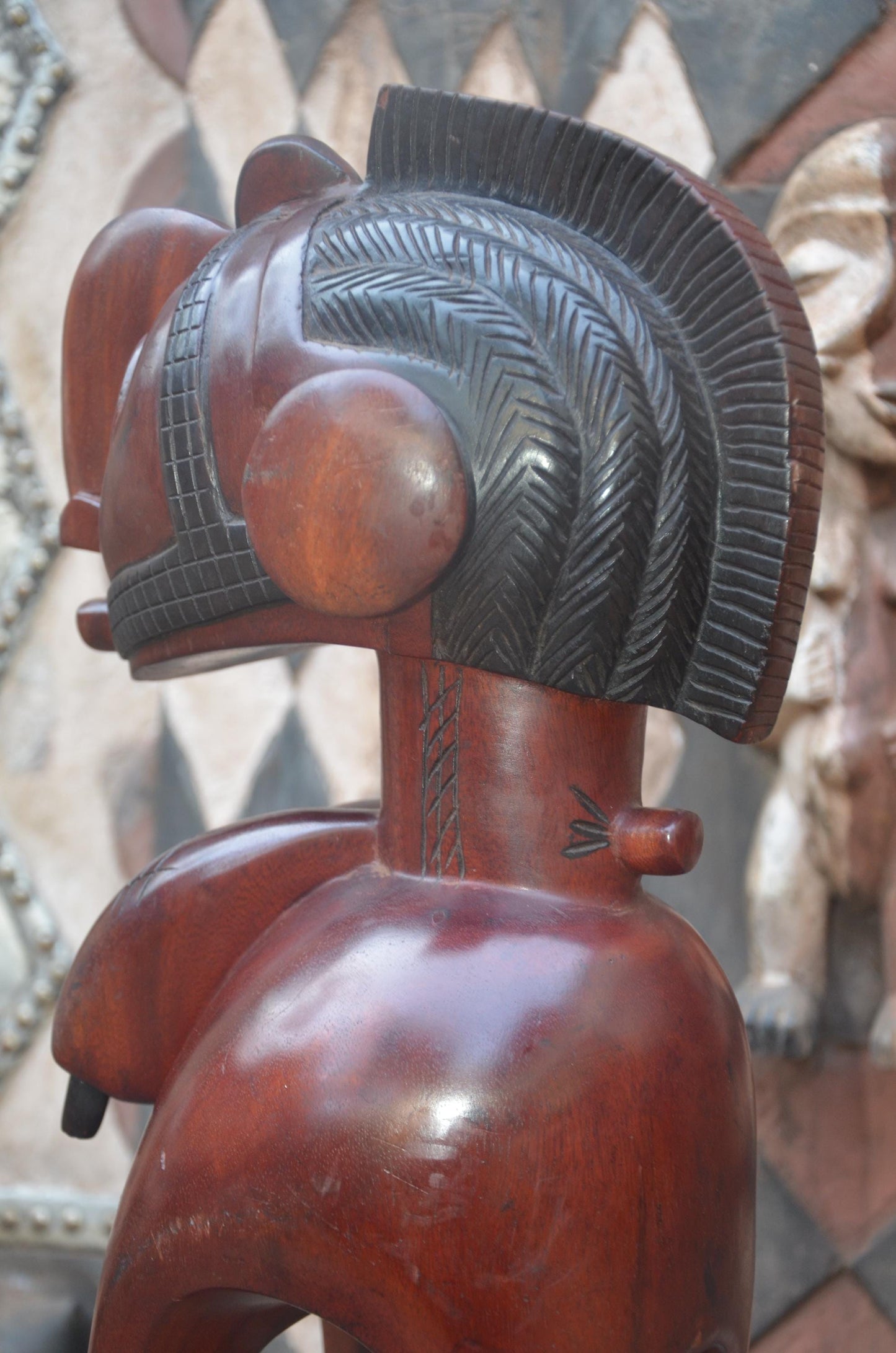 Nimba Fertility Sculpture | Hand-Carved Wood Goddess Figure | Guinea