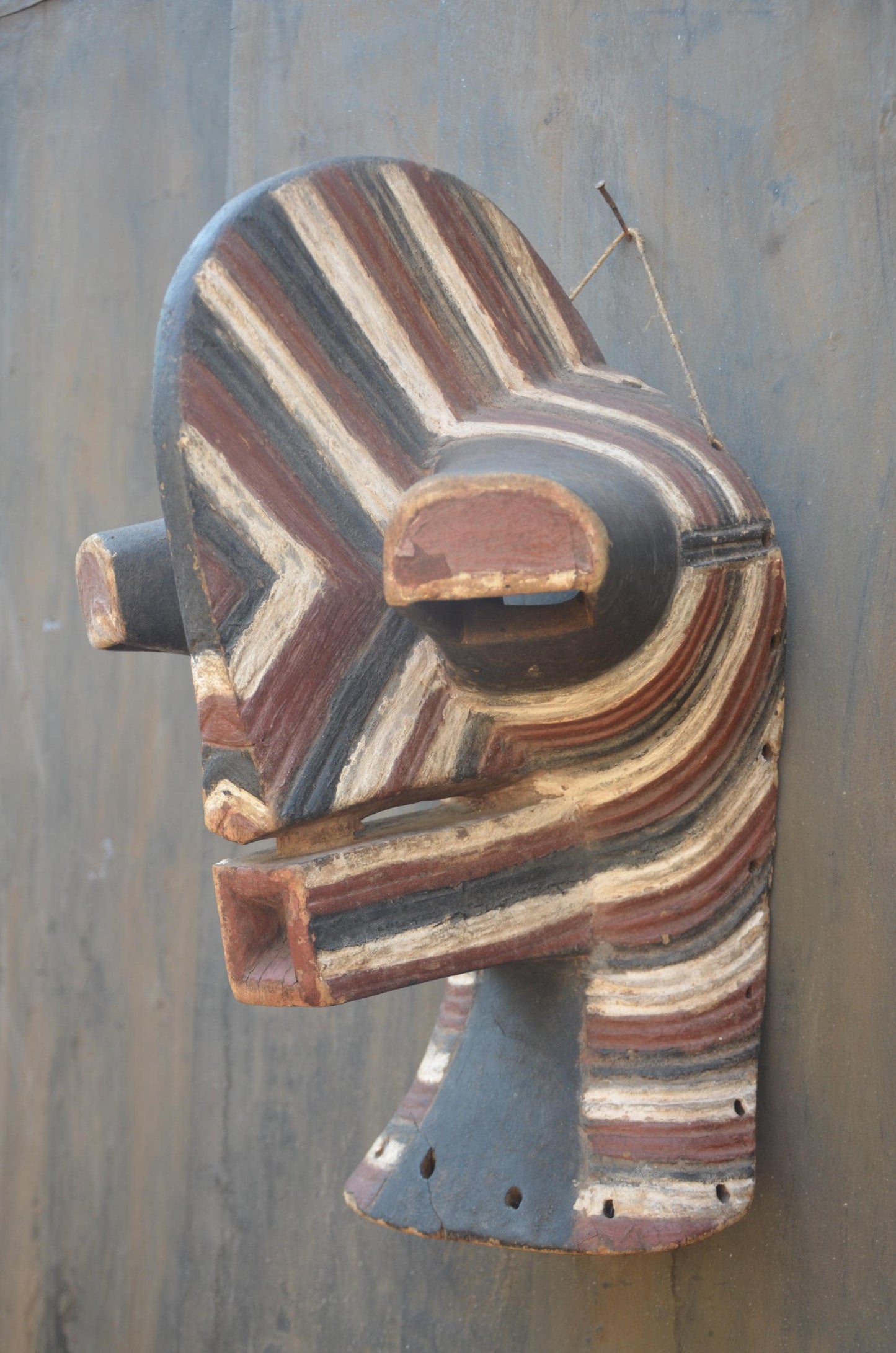 Songye Kifwebe Mask | Striped Wood Ceremonial Art | DR Congo
