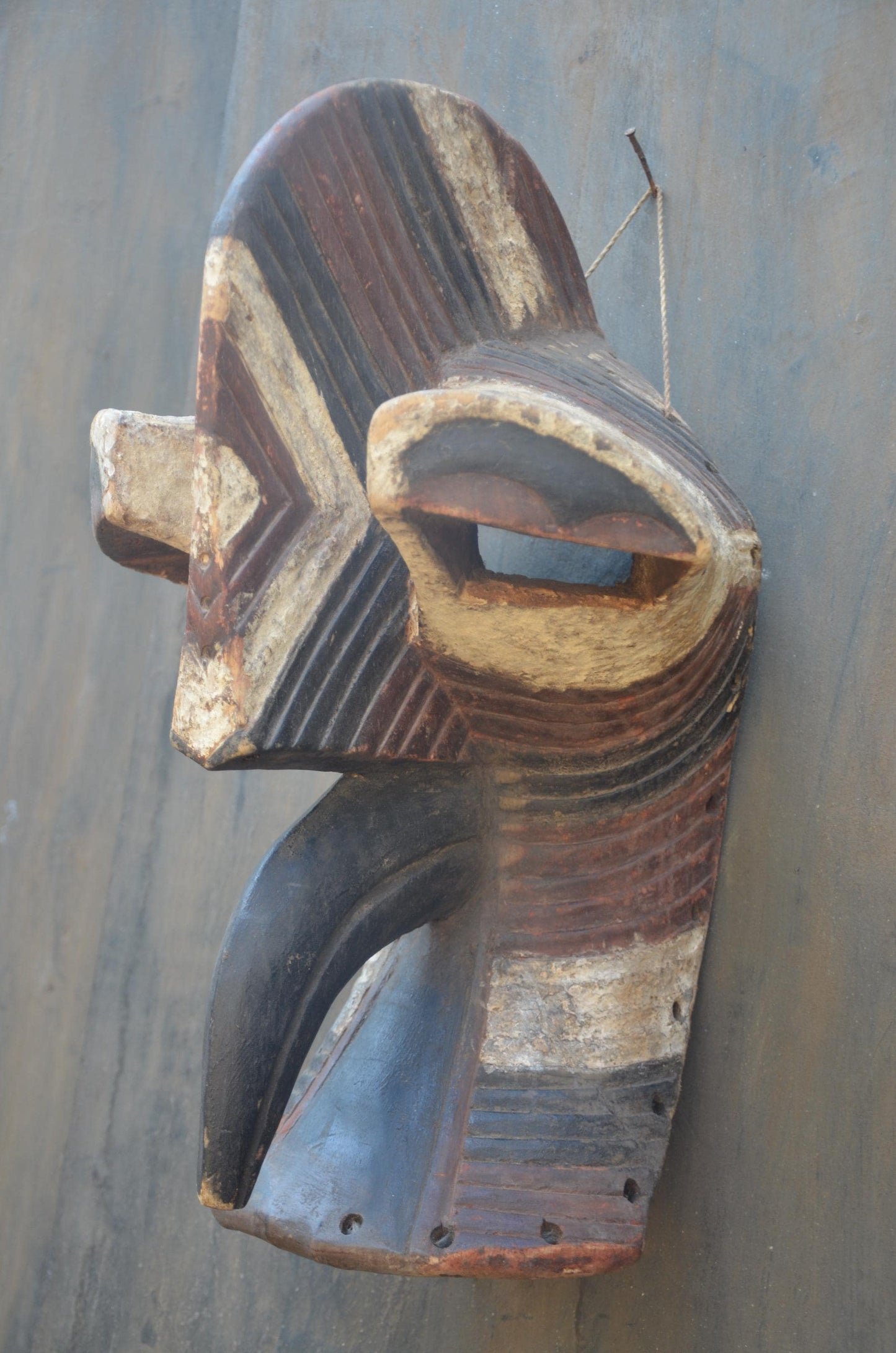Songye Kifwebe Bird Mask | Carved Wood Animal Spirit | DR Congo
