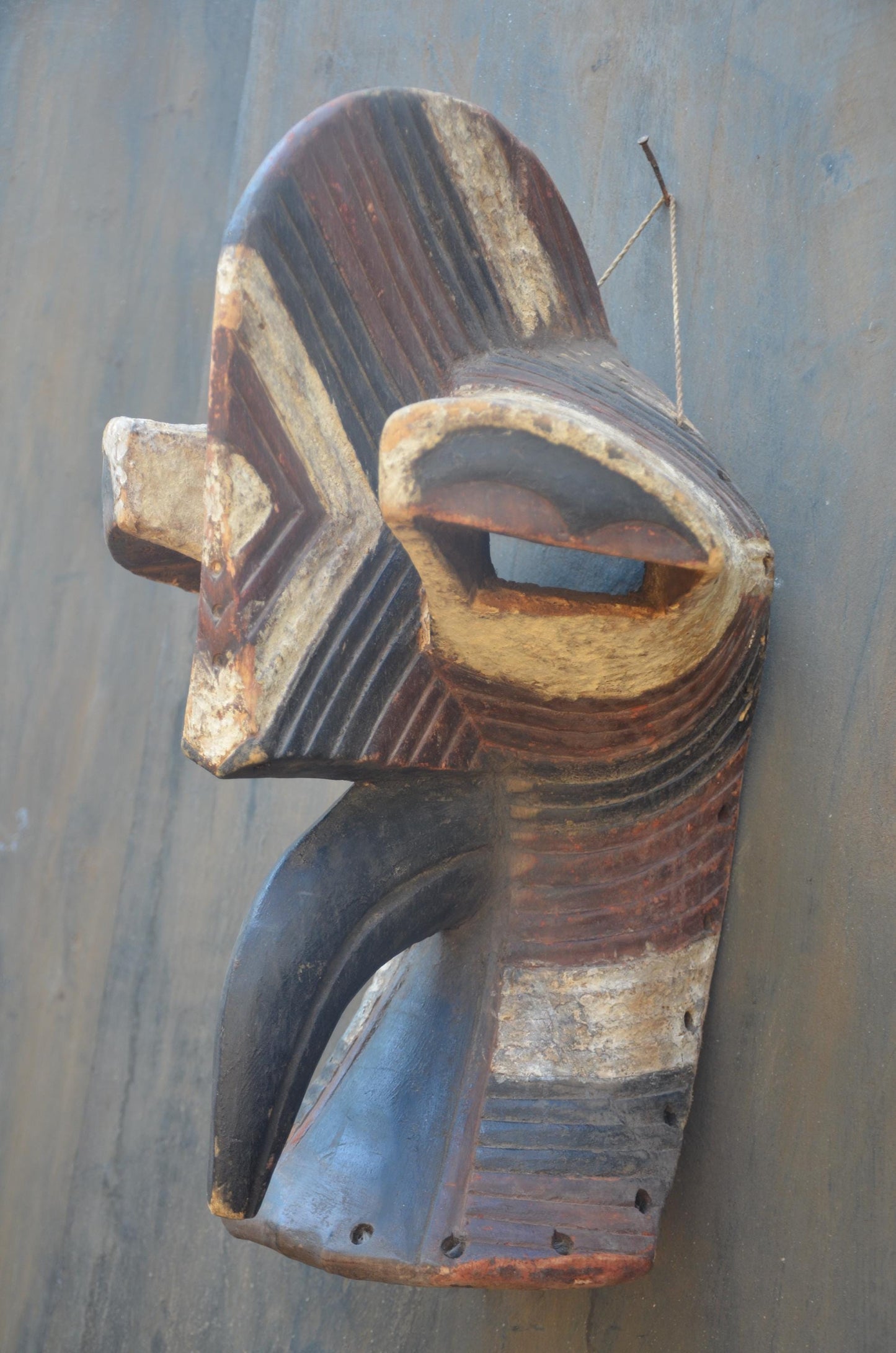 Songye Kifwebe Bird Mask | Carved Wood Animal Spirit | DR Congo