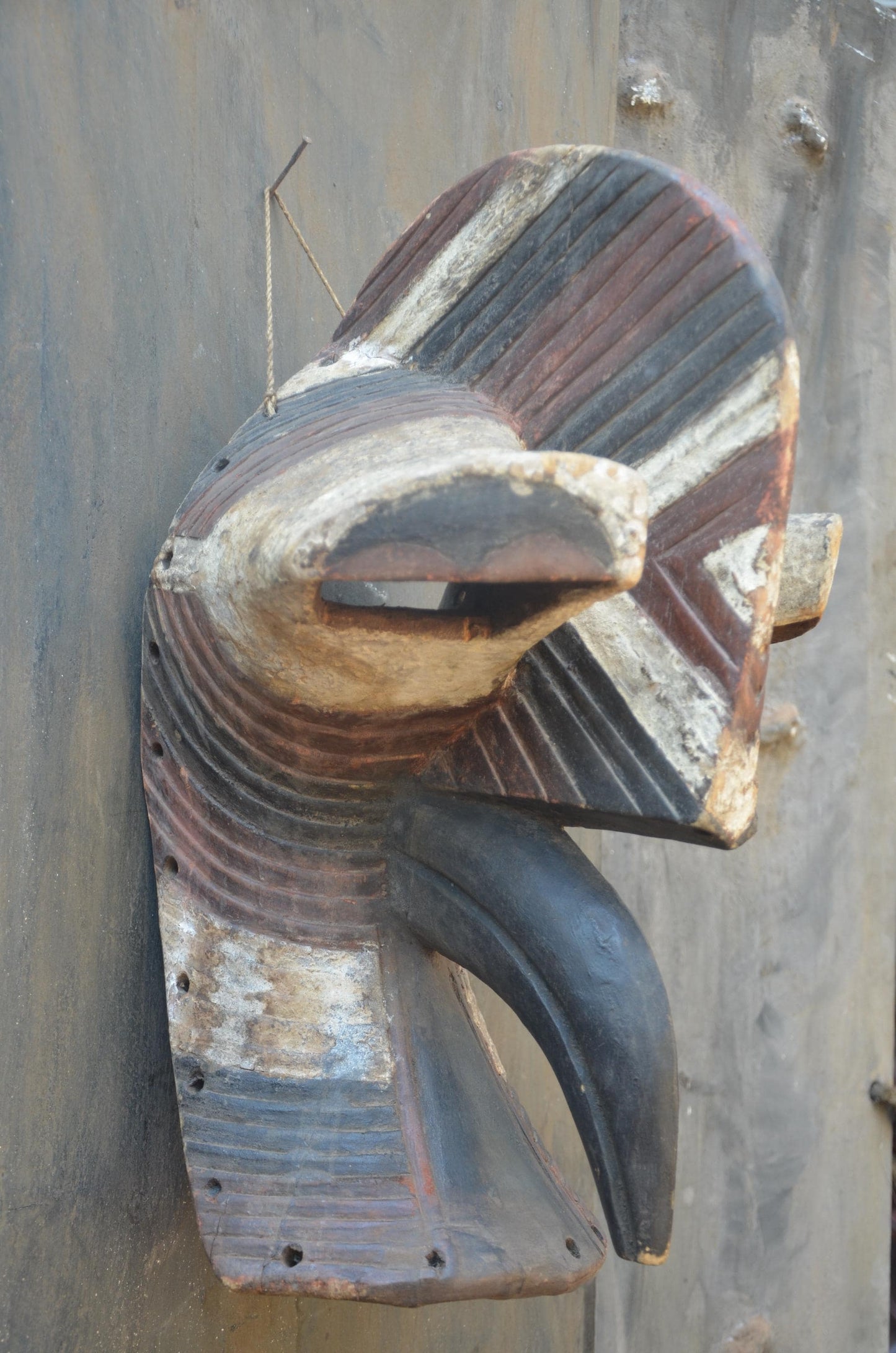 Songye Kifwebe Bird Mask | Carved Wood Animal Spirit | DR Congo