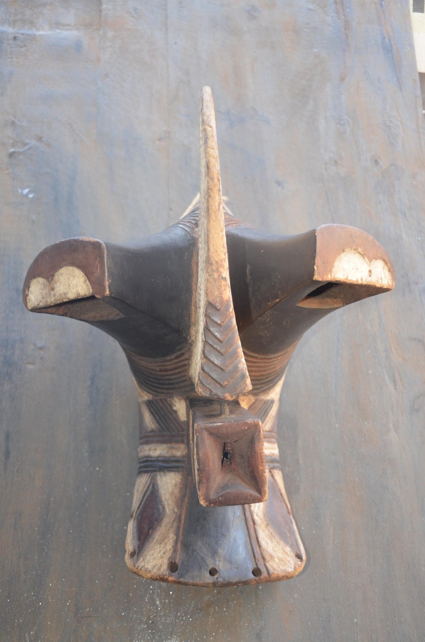 Songye Kifwebe Mask | Large Striped Wood Spirit Art | DR Congo